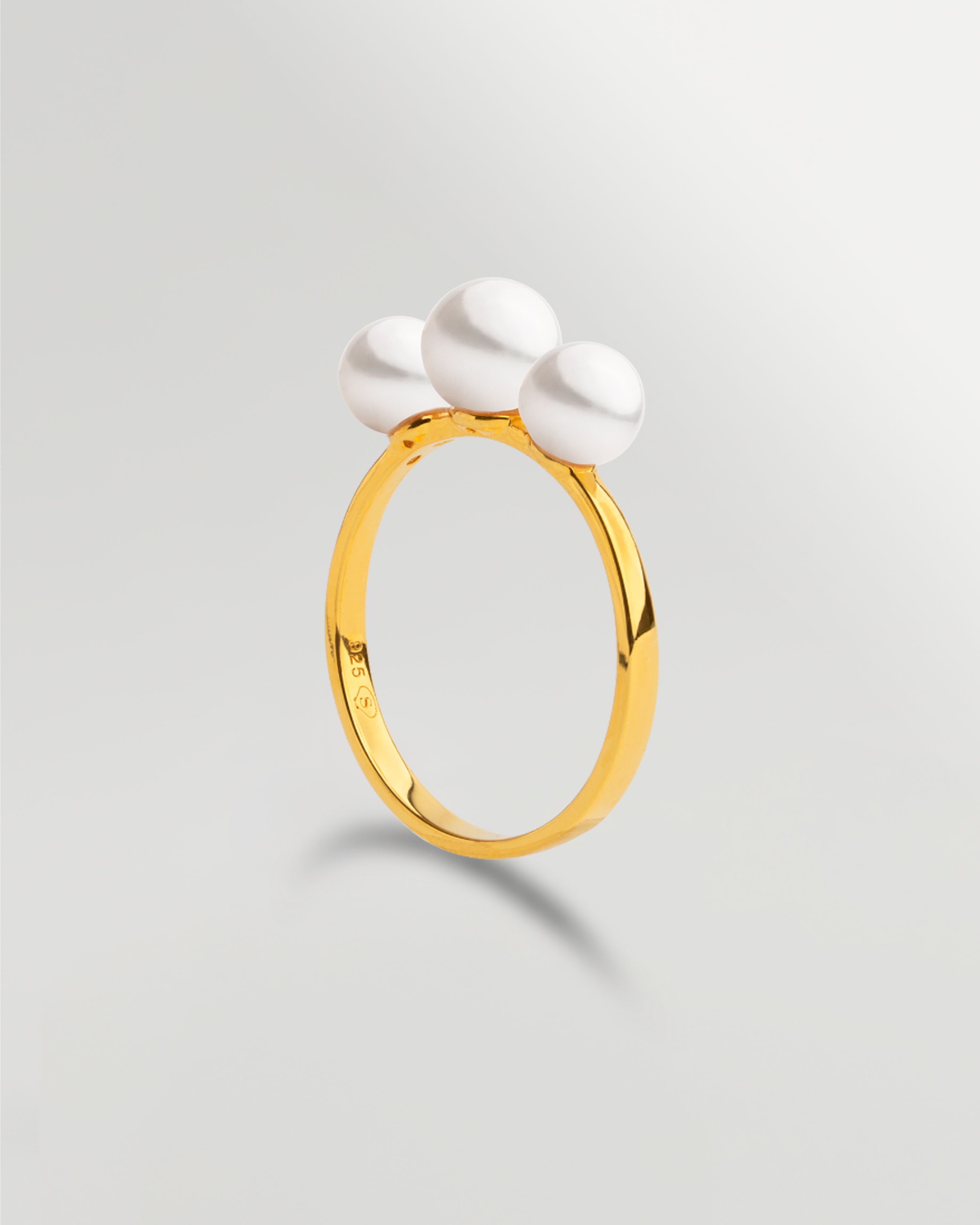 Anillo Tres Perlas Redondas de 5,5-6 mm - Oro Vermeil secret & you