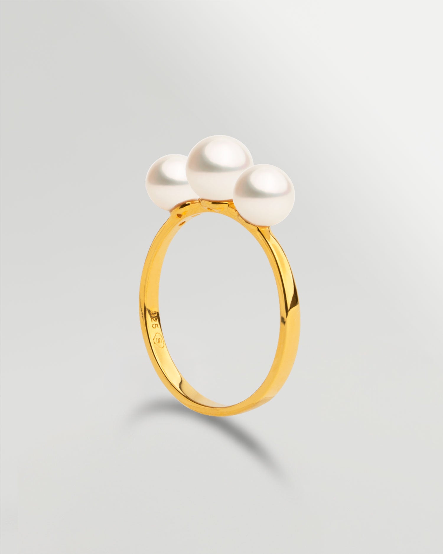 Anillo Tres Perlas Redondas de 5,5-6 mm - Oro Vermeil