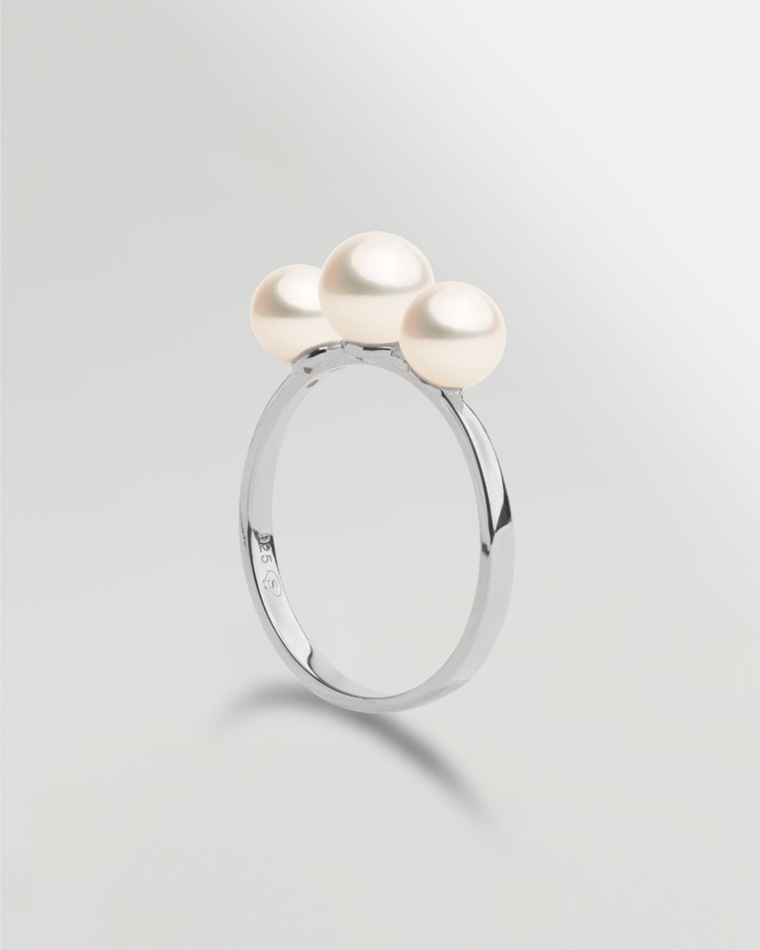 Anillo Tres Perlas Redondas de 5,5-6mm - Plata de Ley