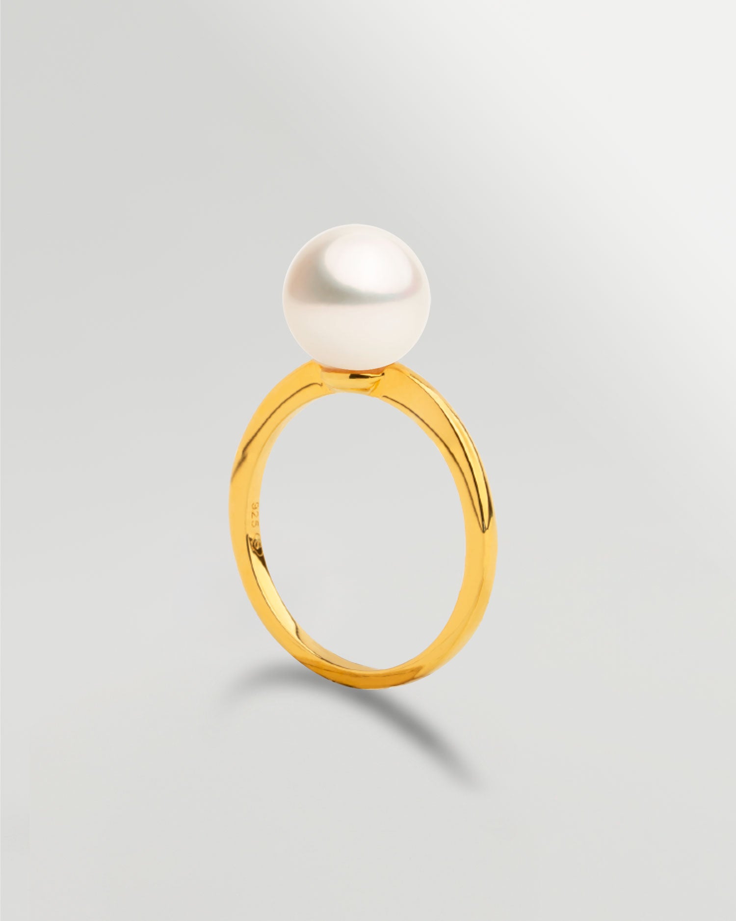 Anillo con Perla Redonda de 8,5mm - Oro Vermeil