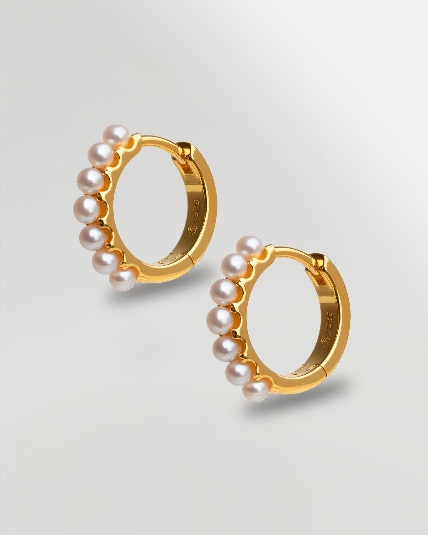 Pendientes de Aro con Perlas Redondas de Agua Dulce - Oro Vermeil