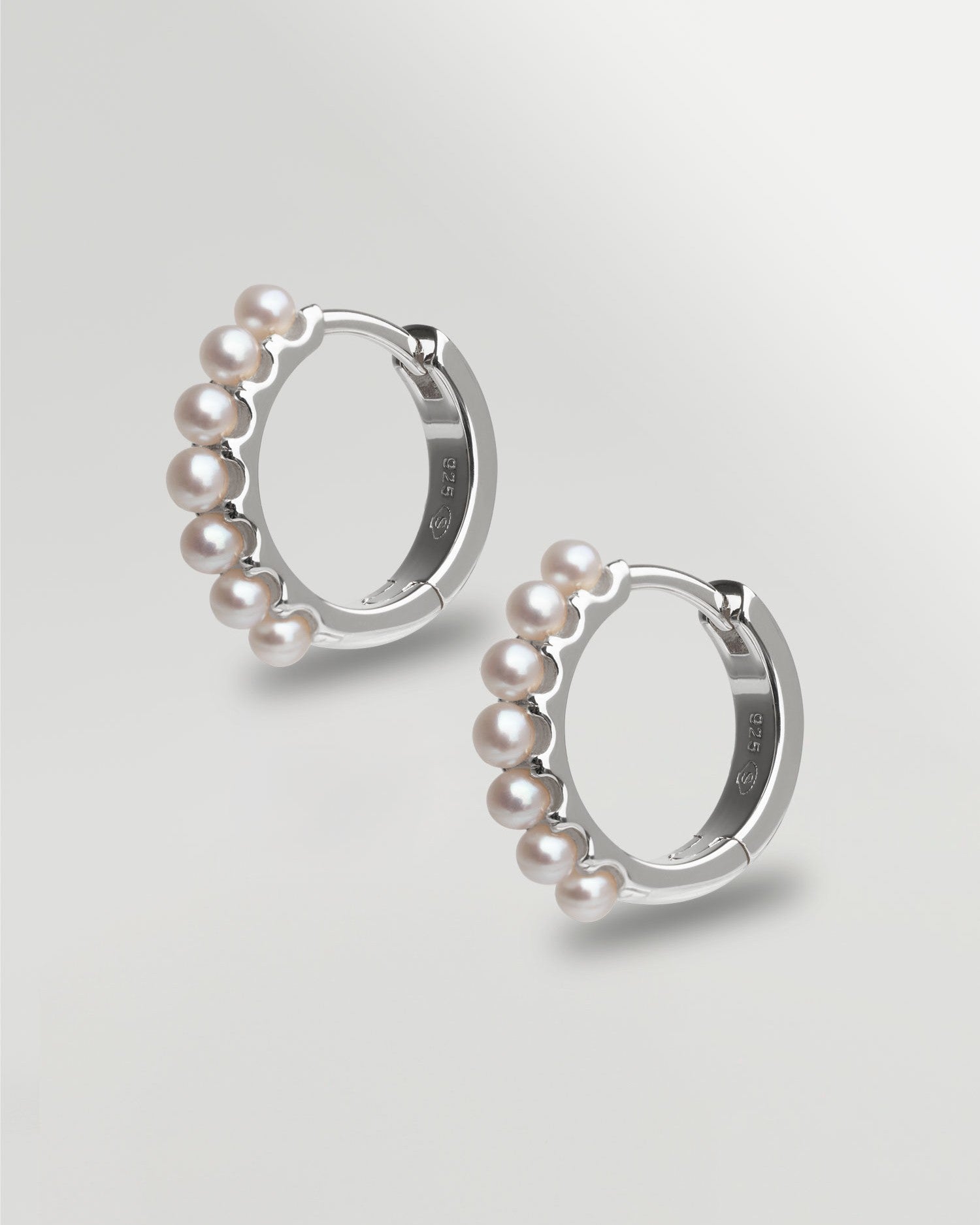 Pendientes de Aro con Perlas Redondas de Agua Dulce 14,5mm - Plata de Ley