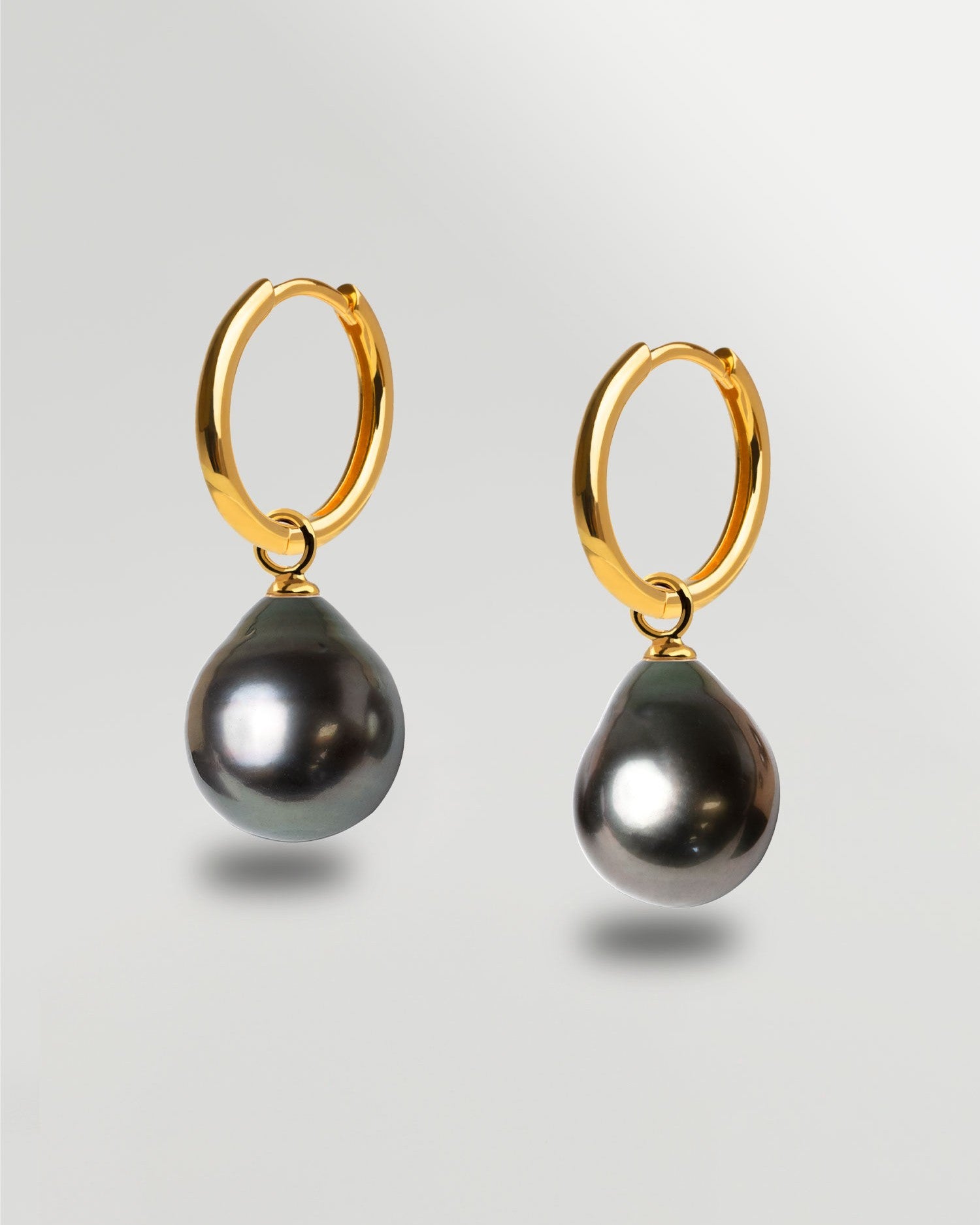 Aros de Oro Vermeil de 16 mm con Perla Tahití Barroca