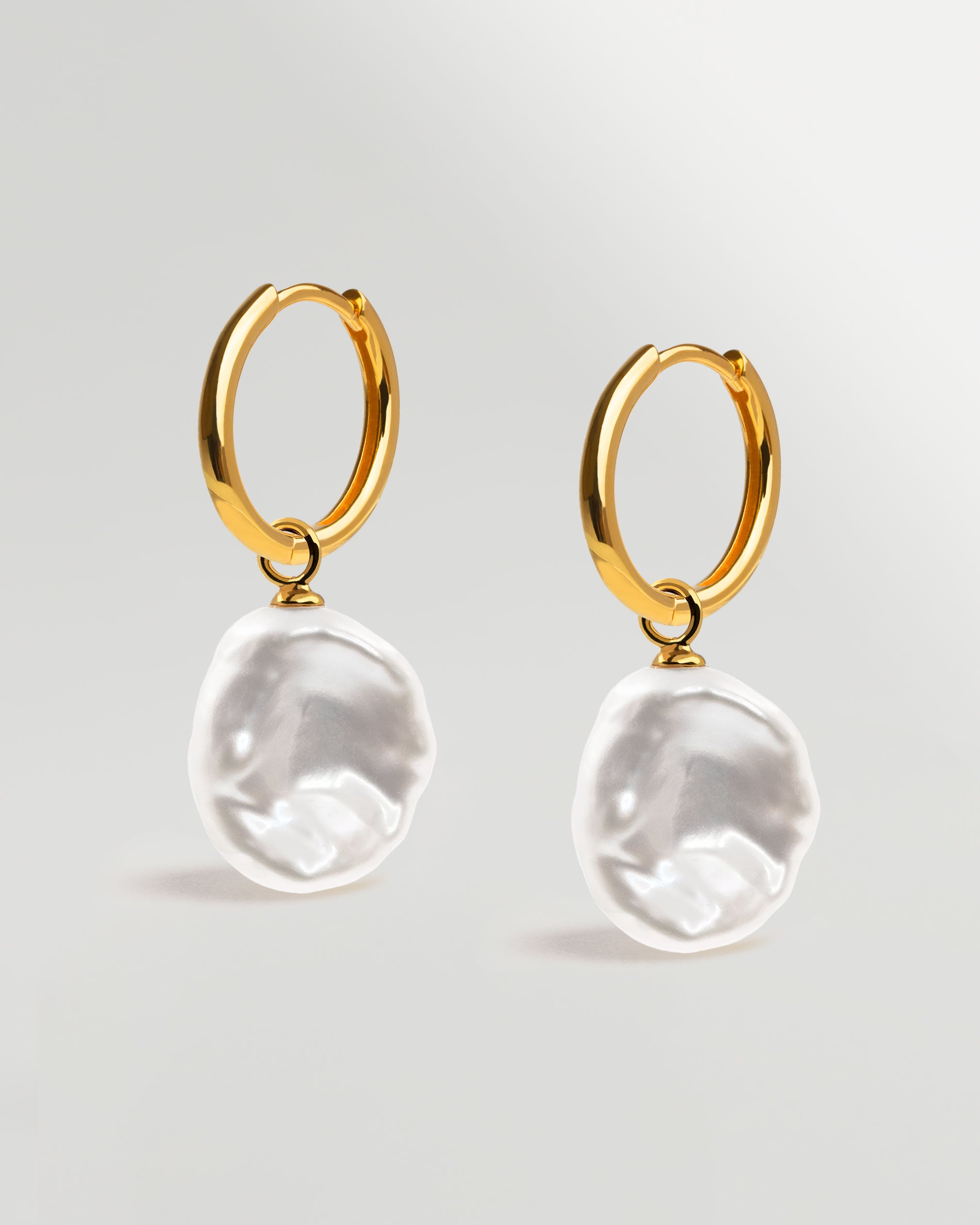 Pendientes de Aro de Oro Vermeil con Perla Keshi - 16mm