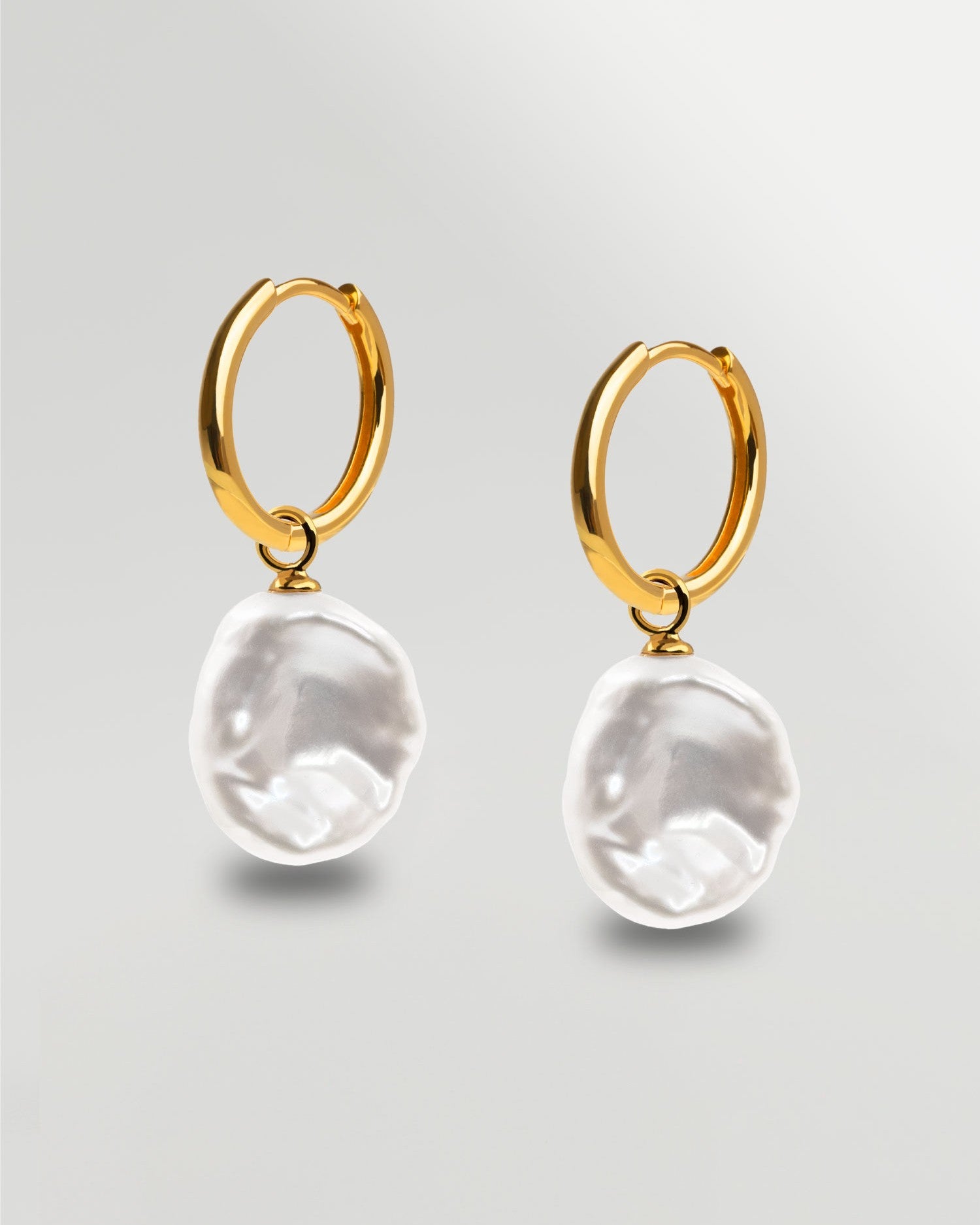 Pendientes de Aro de Oro Vermeil con Perla Keshi - 16mm