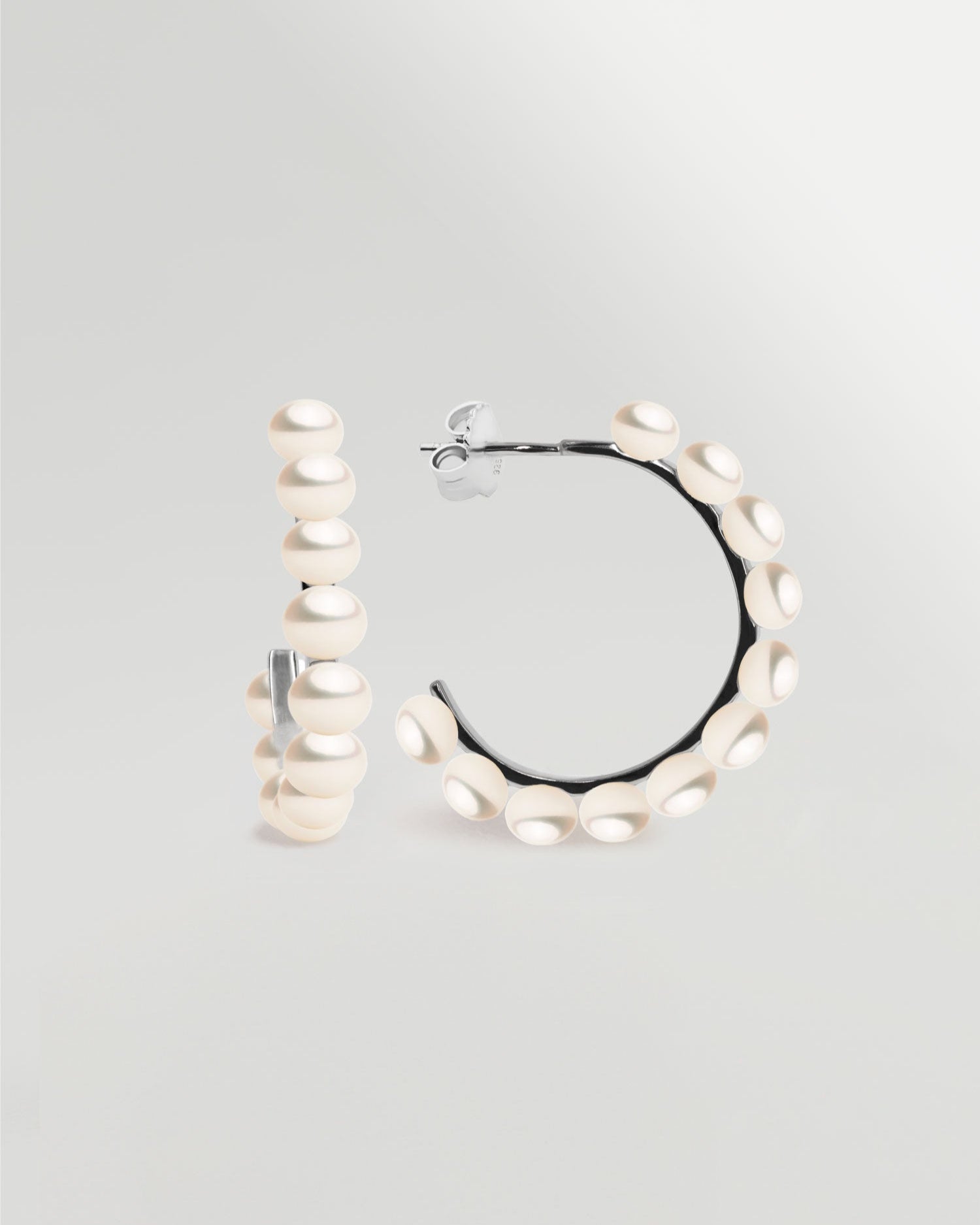Pendientes de mujer de Aros de Plata de Perlas Cultivadas Boton y Plata de Ley Secret & You
