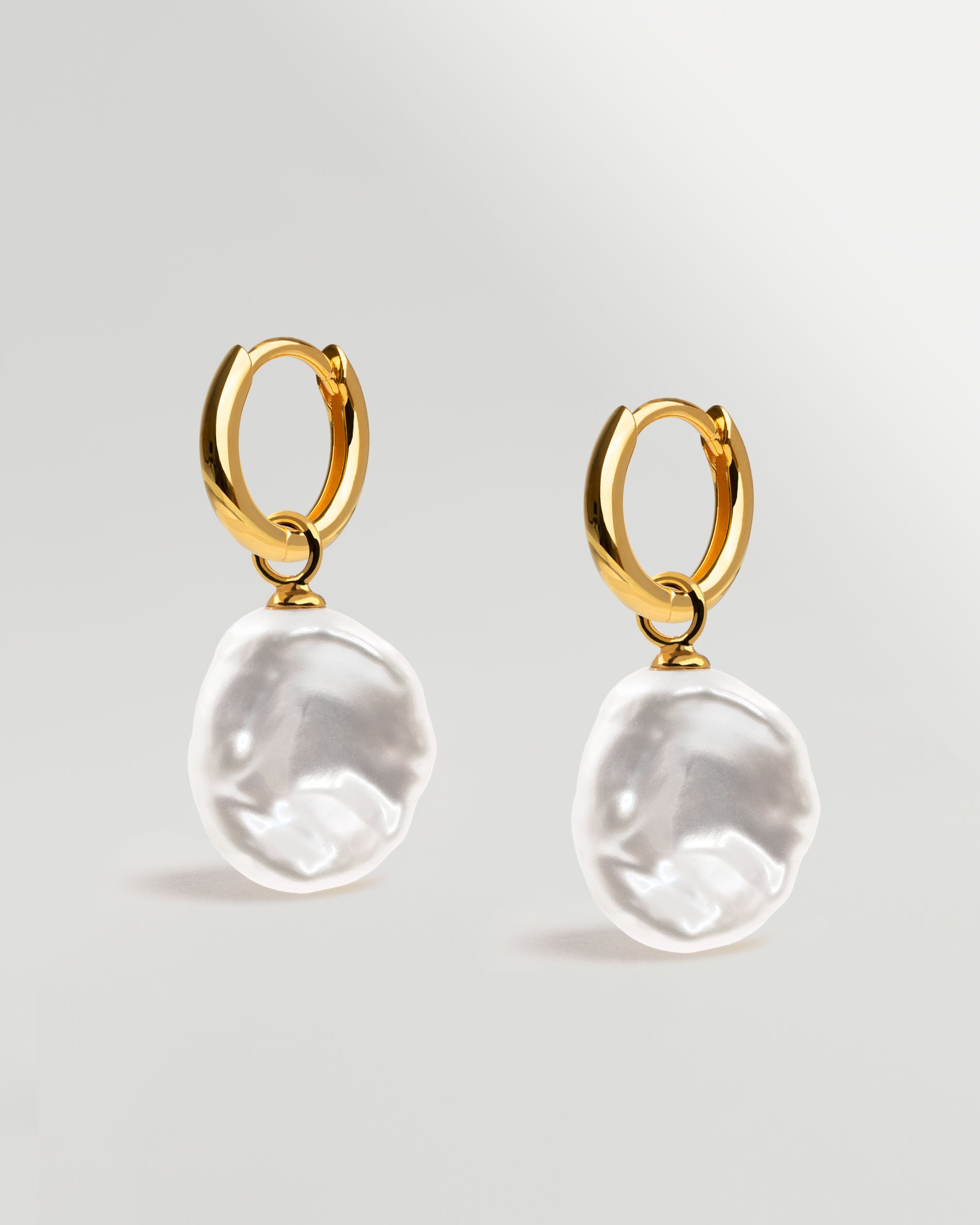 Pendientes de Aro de Oro Vermeil con Perla Keshi - 12mm