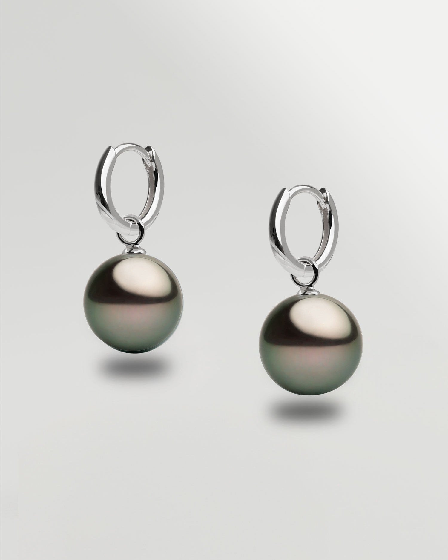Pendientes de Aro de 12 mm de Plata de Ley con Perla Tahiti Redonda