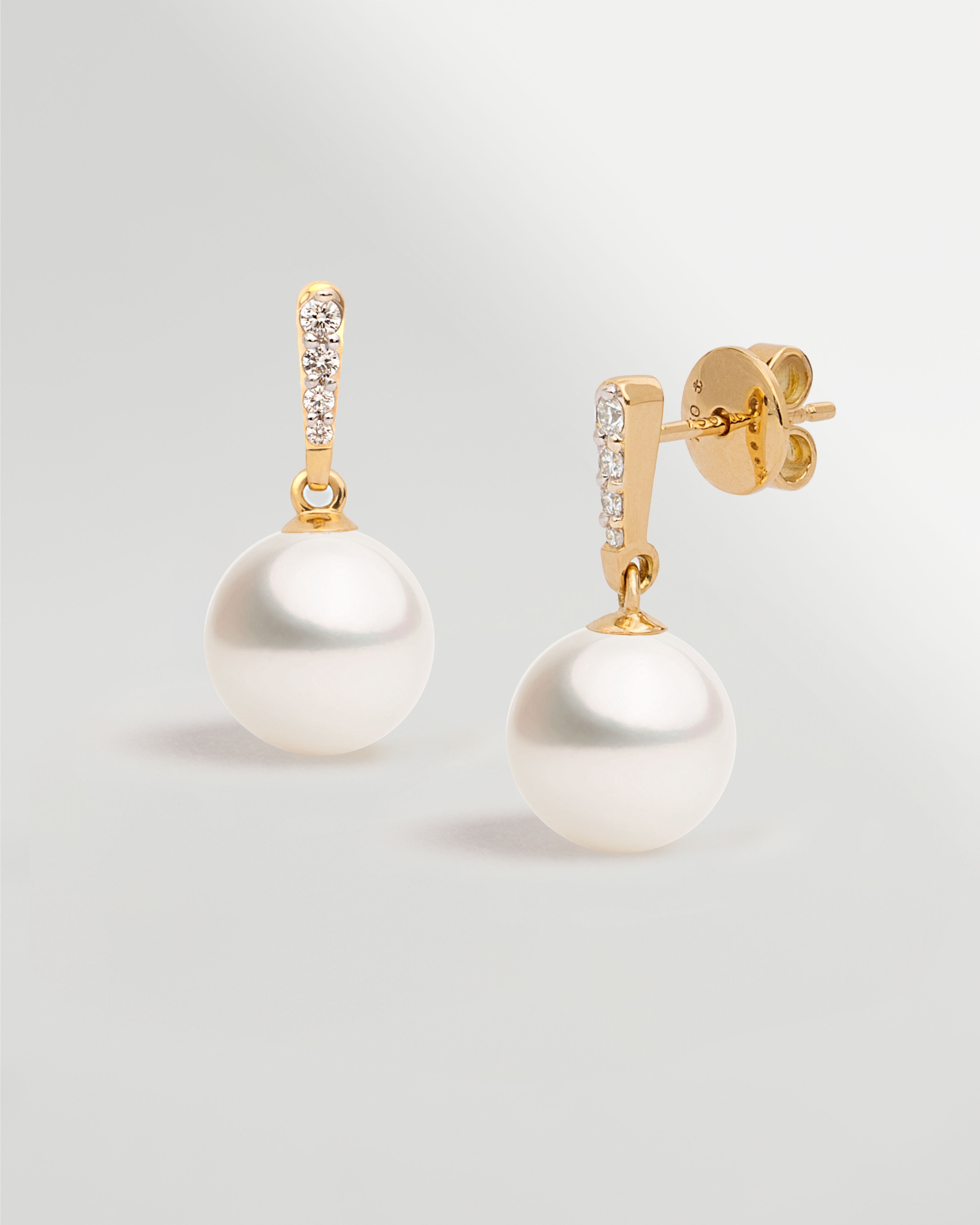 Pendientes Alyssa con Perlas Australianas y Diamantes en Oro | 9 - 10 mm