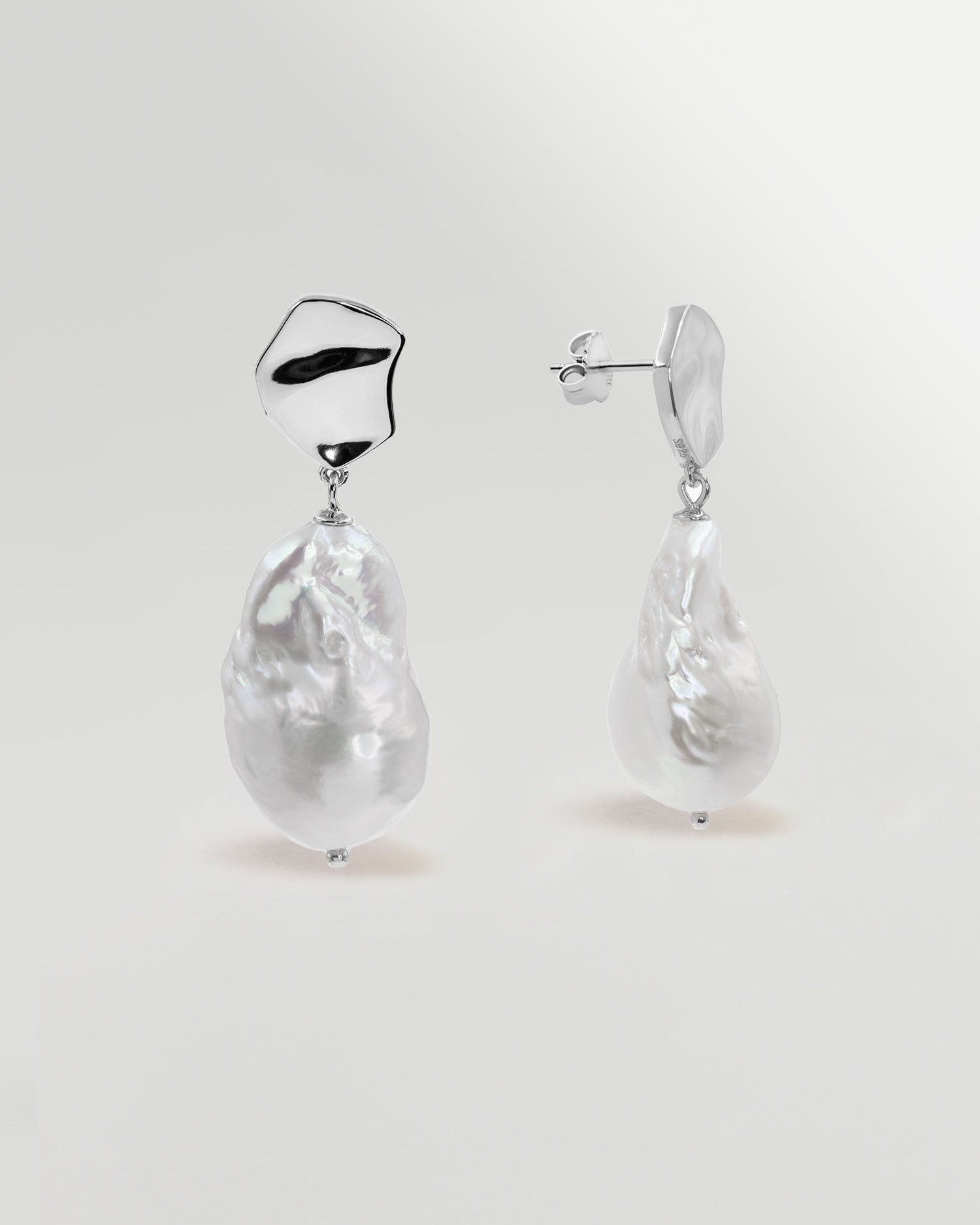 Pendientes de mujer de perlas cultivadas barrocas grandes y plata de ley Secret & You