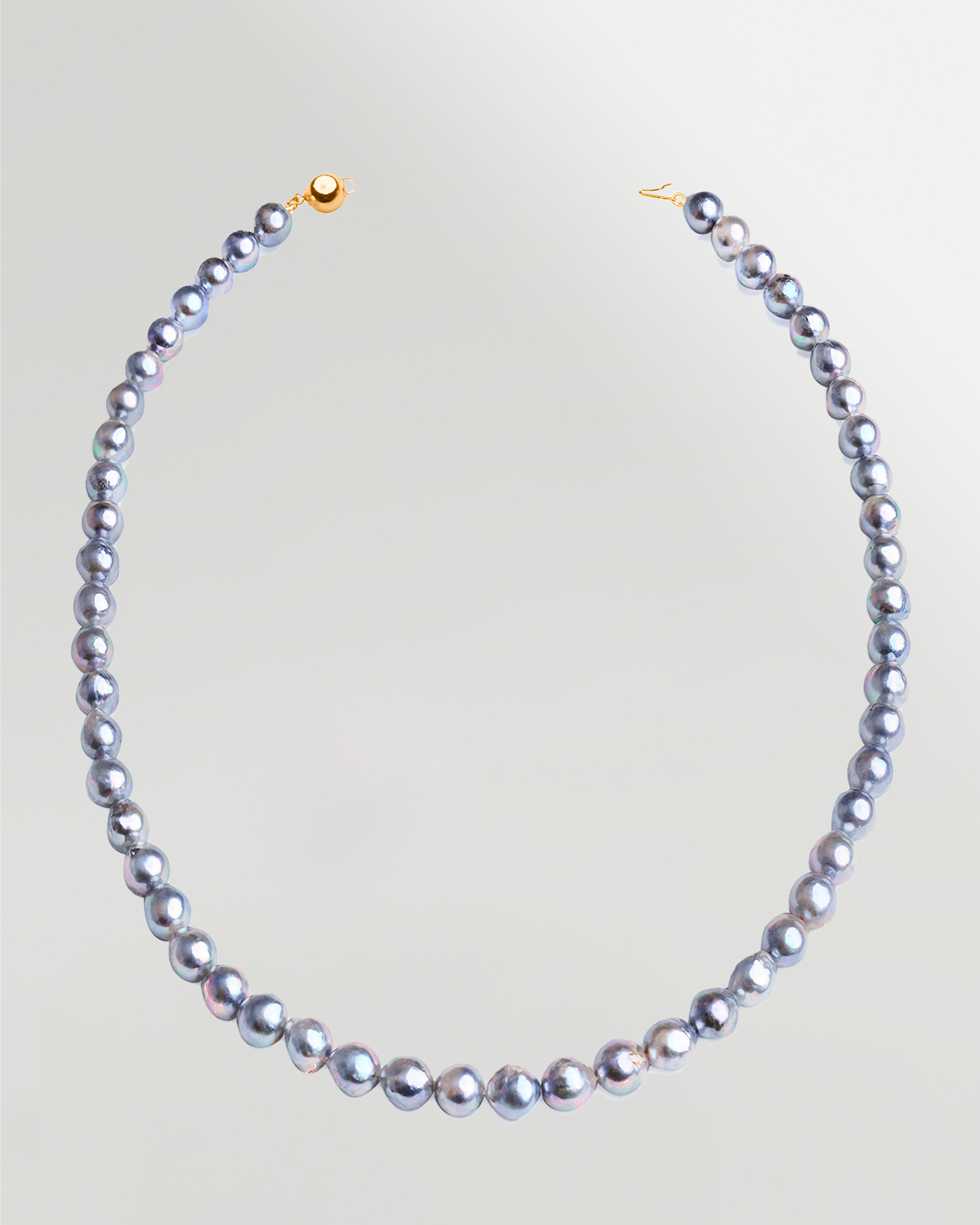 Collar de perlas cultivadas blue akoya, gris plateado azulado