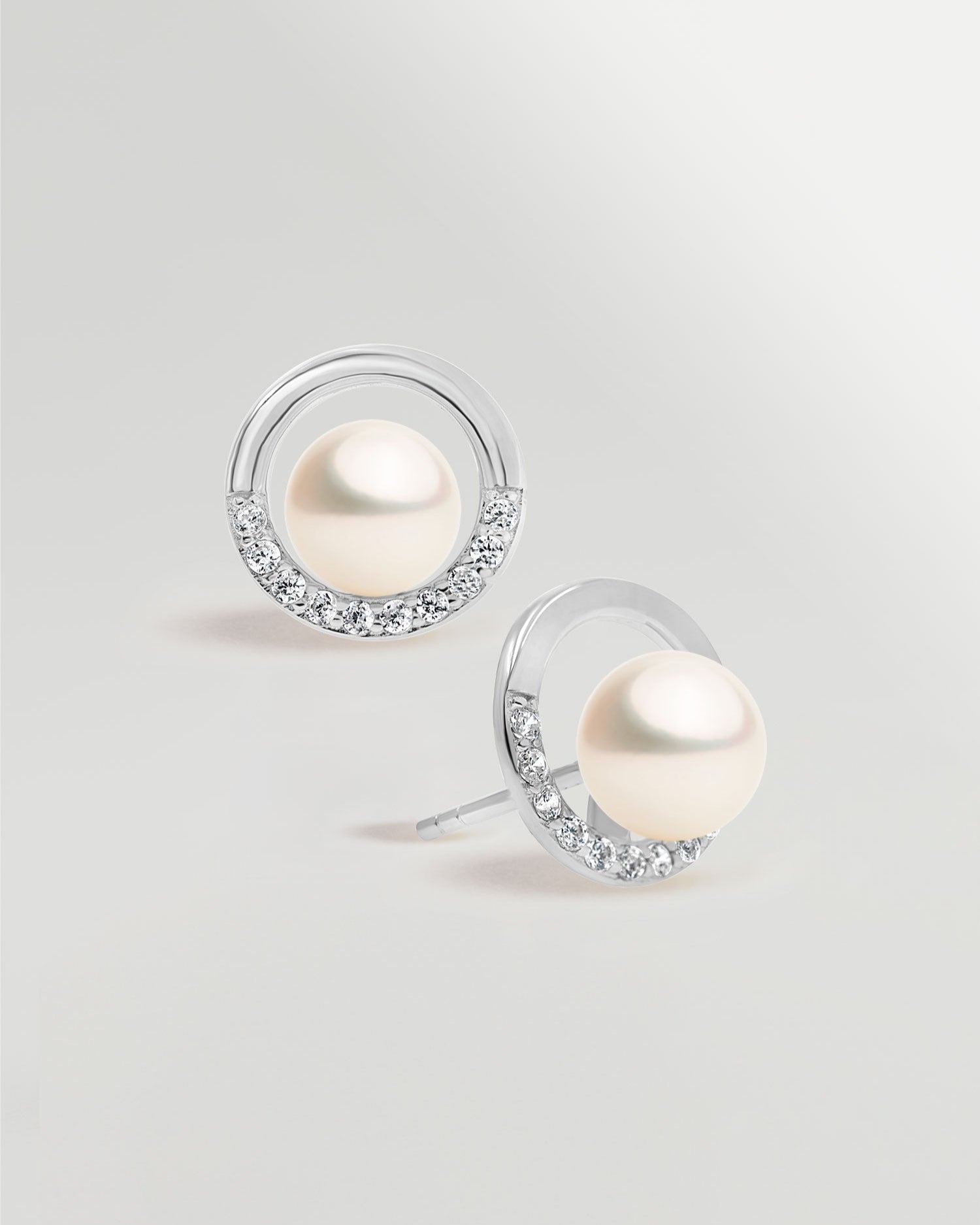 Pendientes de mujer Perlas Botón Cultivadas de Plata de Ley con Circonitas Secret & You