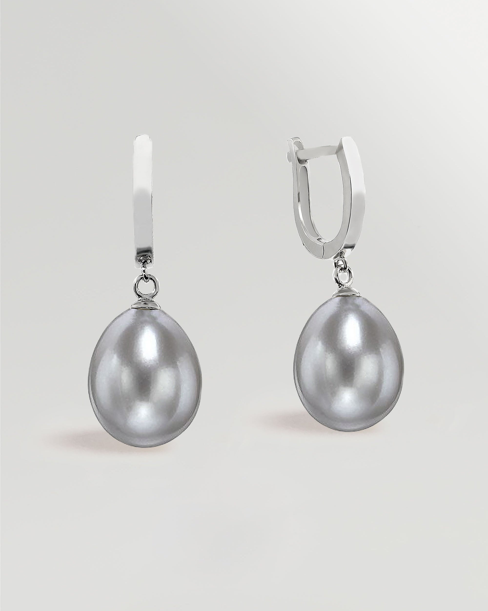 Pendientes de Mujer de Perla Gota Gris y Plata de Ley Secret & You