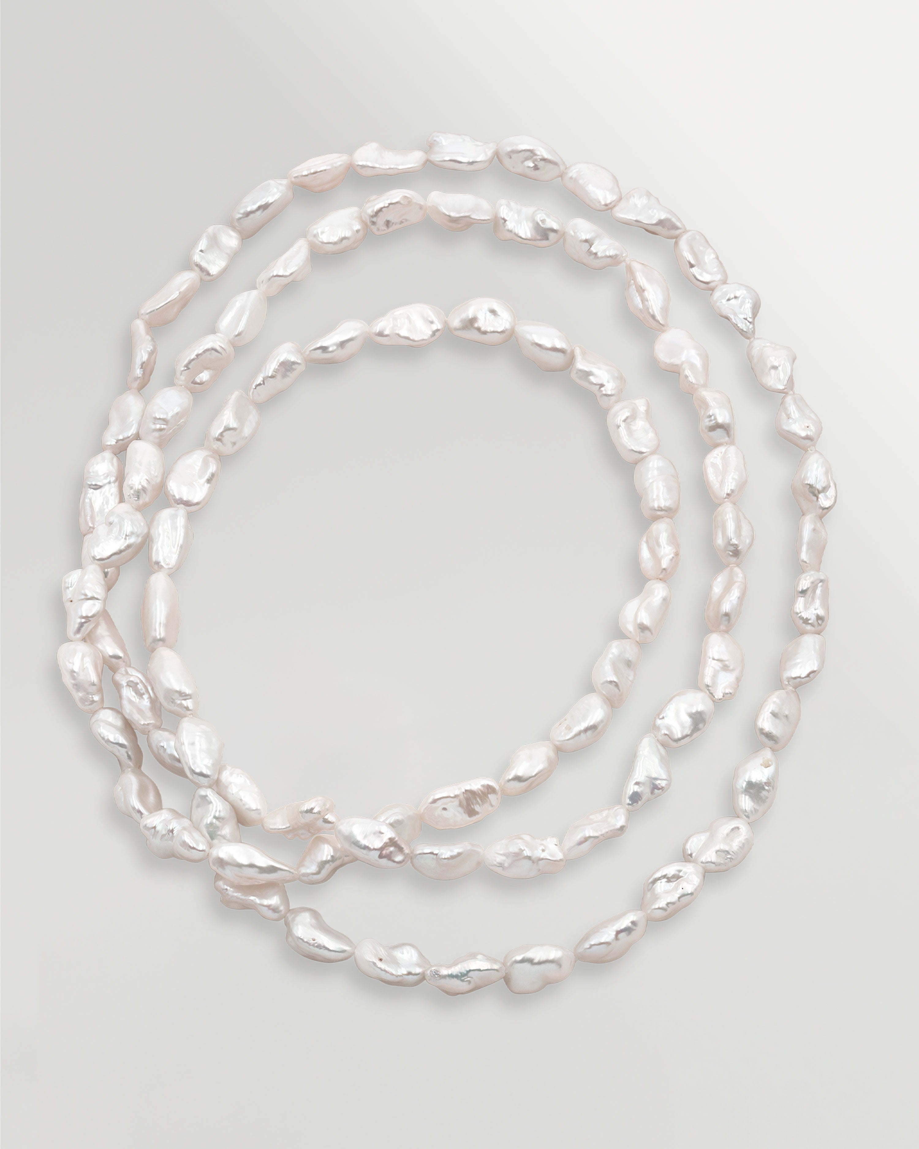 Collar de Perlas Cultivadas de Agua Dulce Barrocas Keshi de 8-10 mm, 120 cm de largo Secret & You