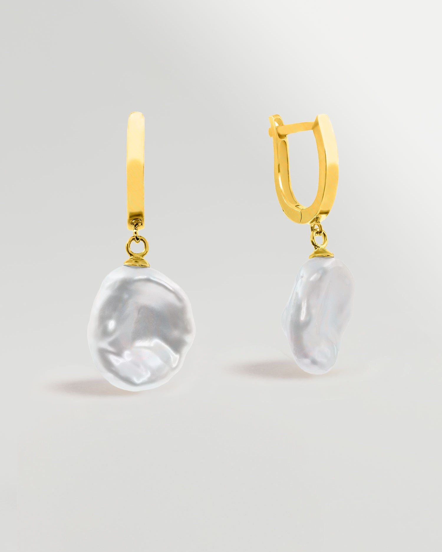 Pendientes Perlas Barrocas Keshi Agua Dulce 12-13 mm Plata de Ley Bañada en Oro 18K Secret & You