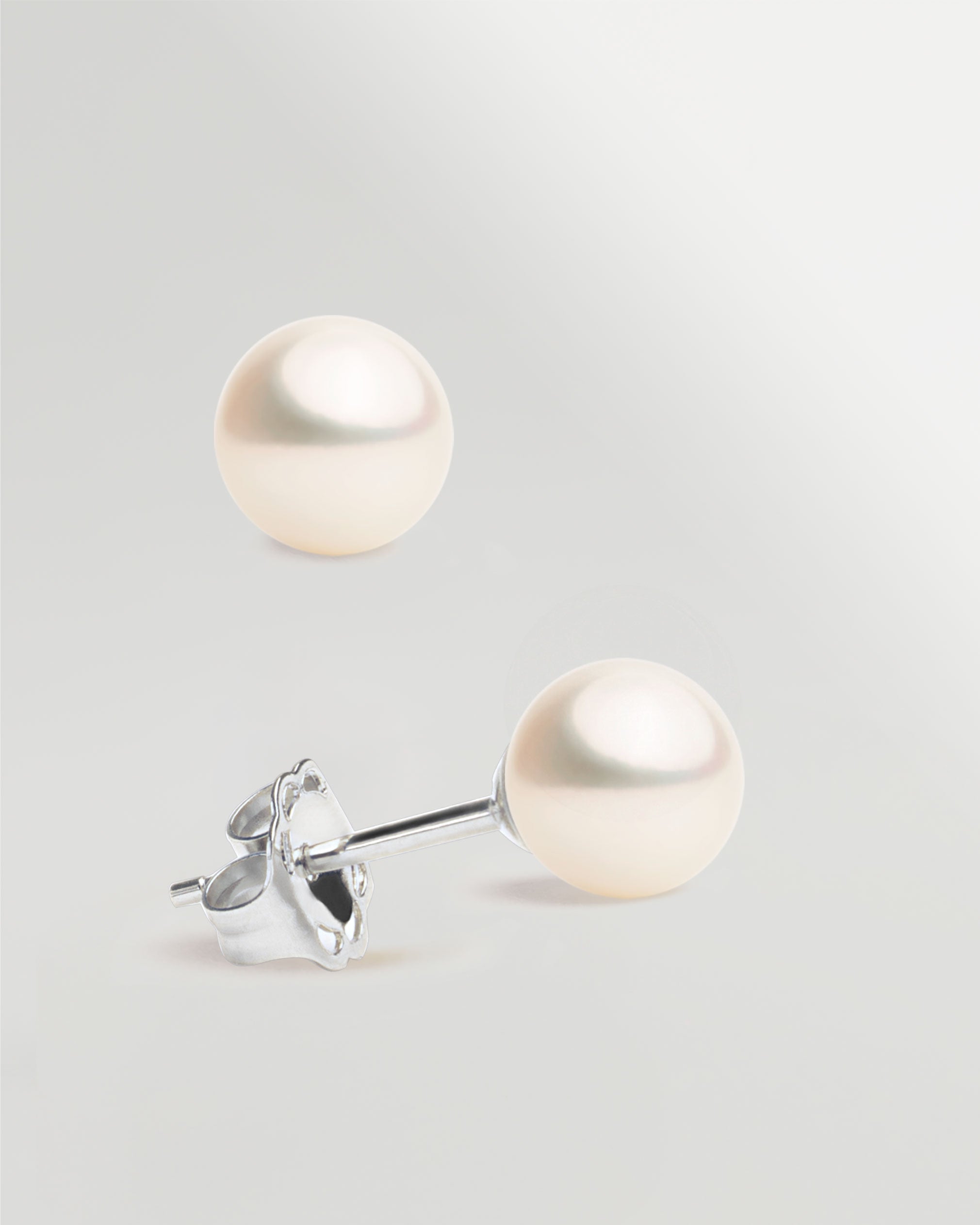 Pendientes de Perlas Redondas de Agua Dulce de Oro 18 K SY Perlas 6-6'5mm