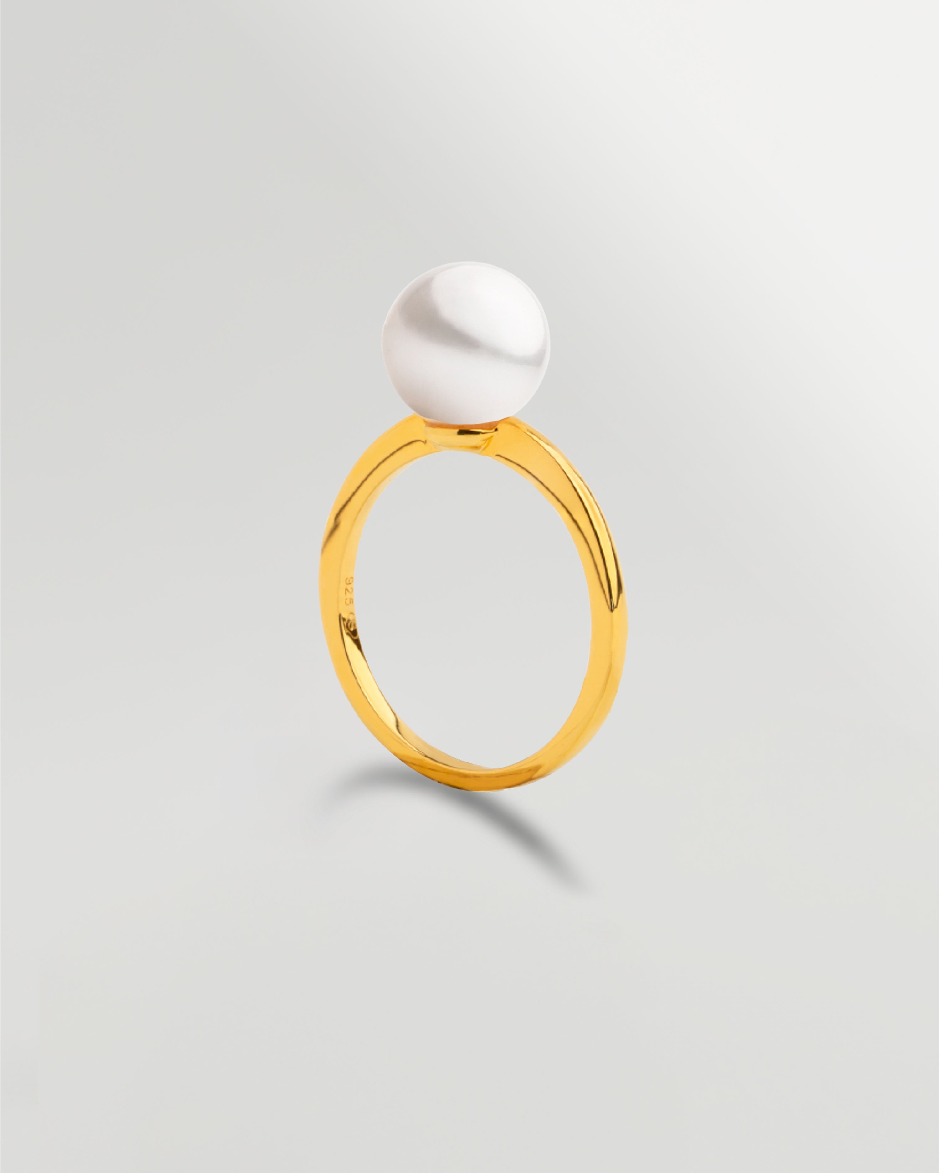 Anillo con Perla Redonda de 8,5mm - Oro Vermeil secret & you