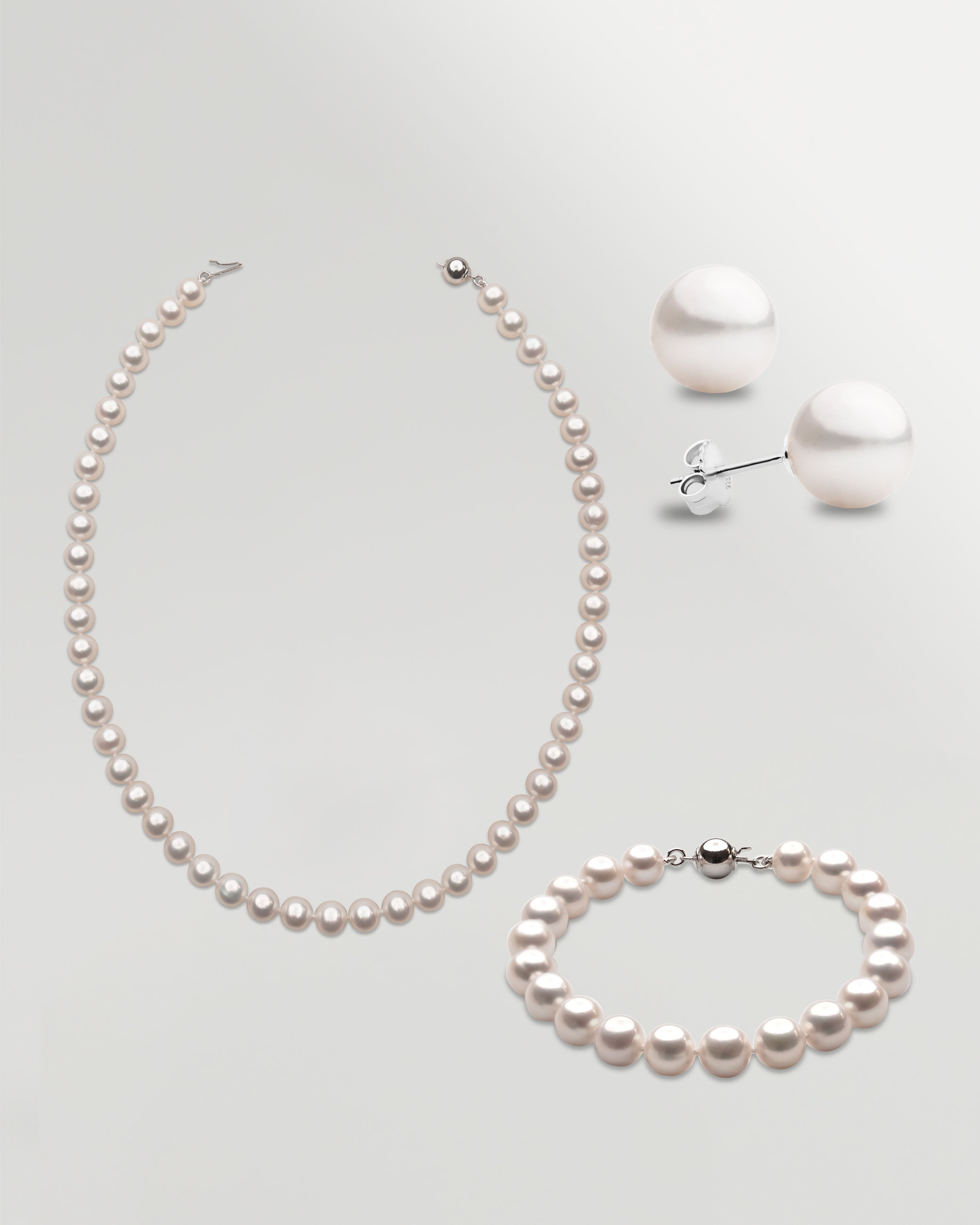 Set collar pulsera pendientes Perlas Cultivadas Agua Dulce Redondas Oro Amarillo 18K Secret & You