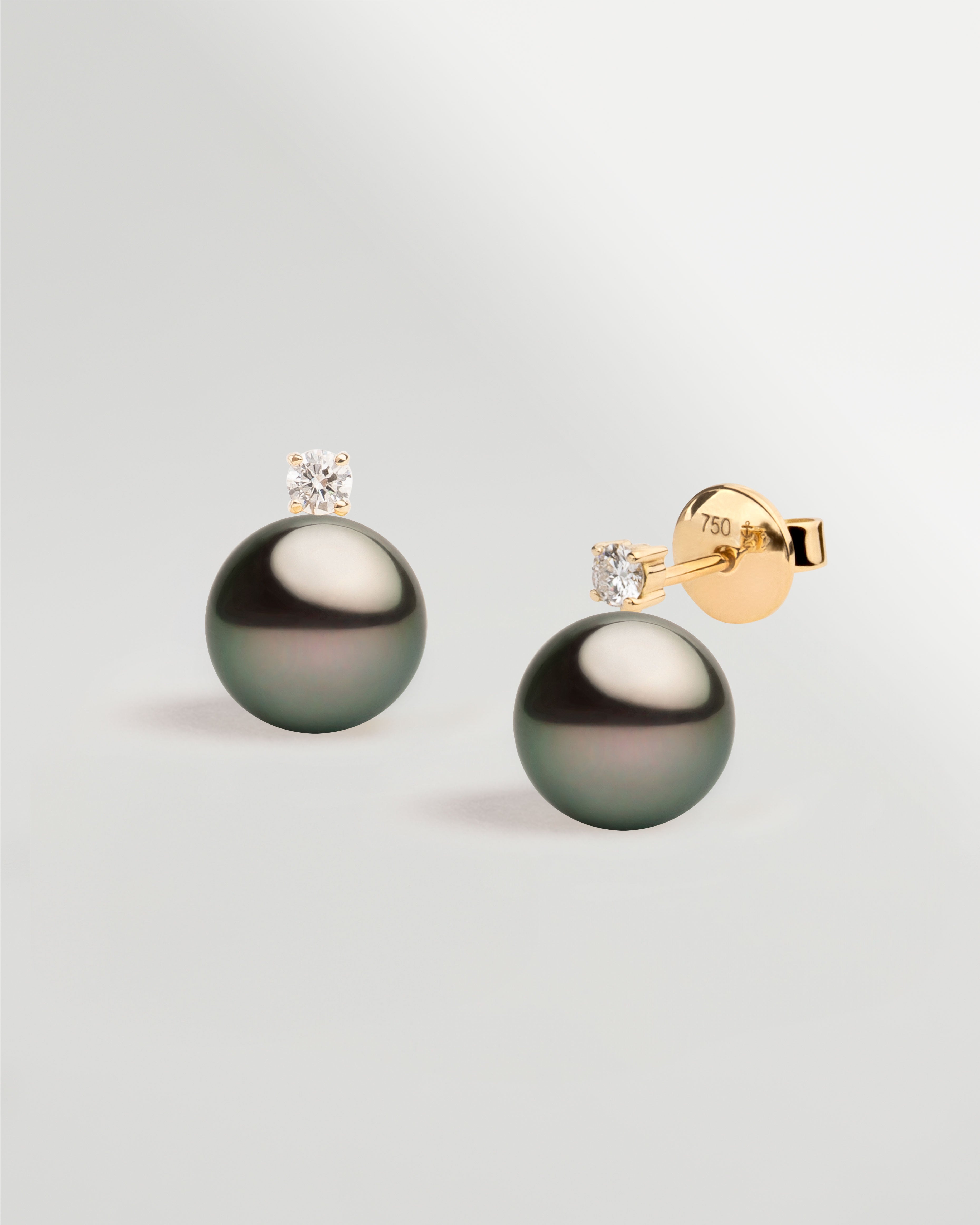 Pendientes Elara con Perlas Tahiti y Diamantes en Oro | 9 - 10 mm