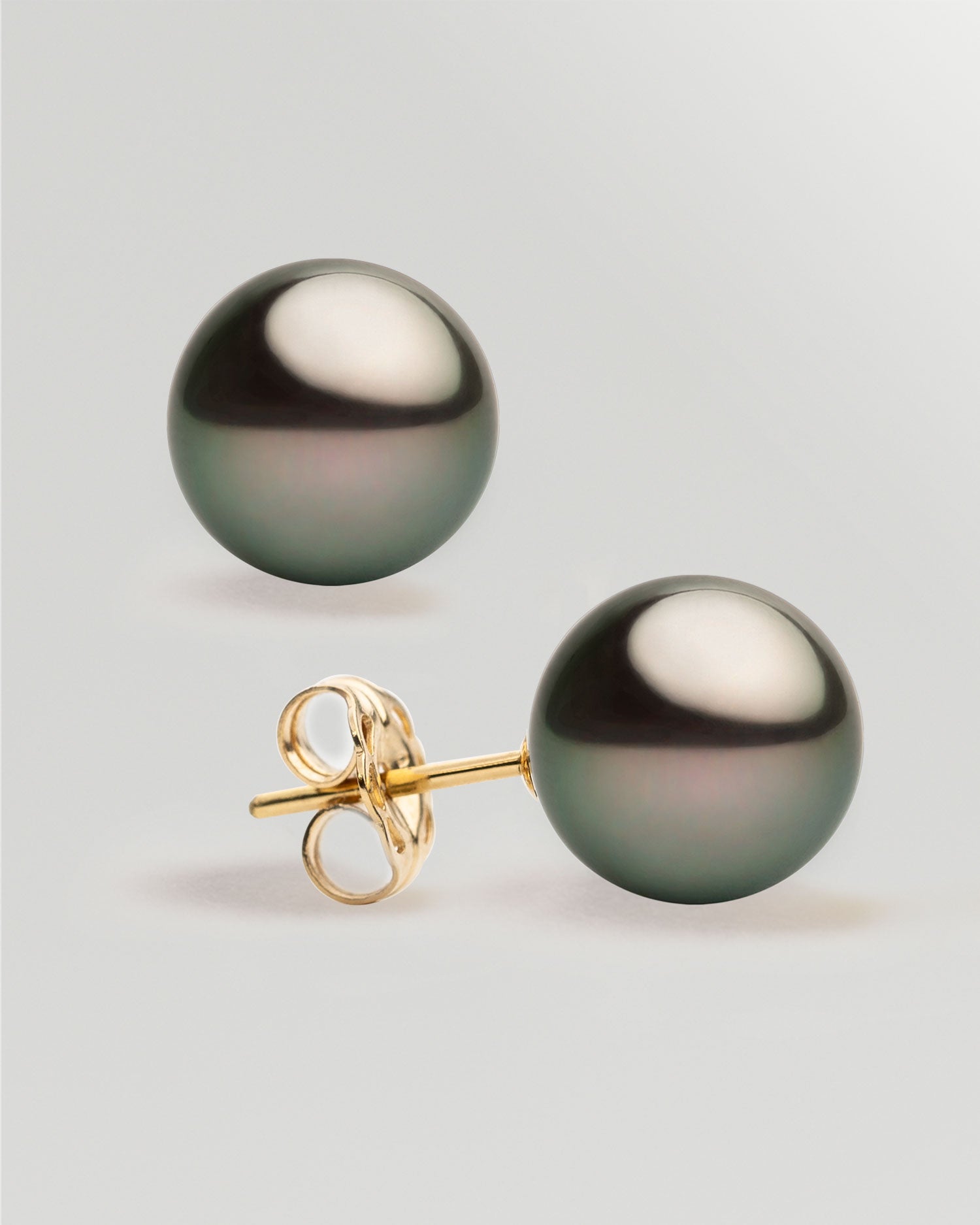 Pendientes de perlas cultivadas naturales negras de tahiti 12,5-13mm