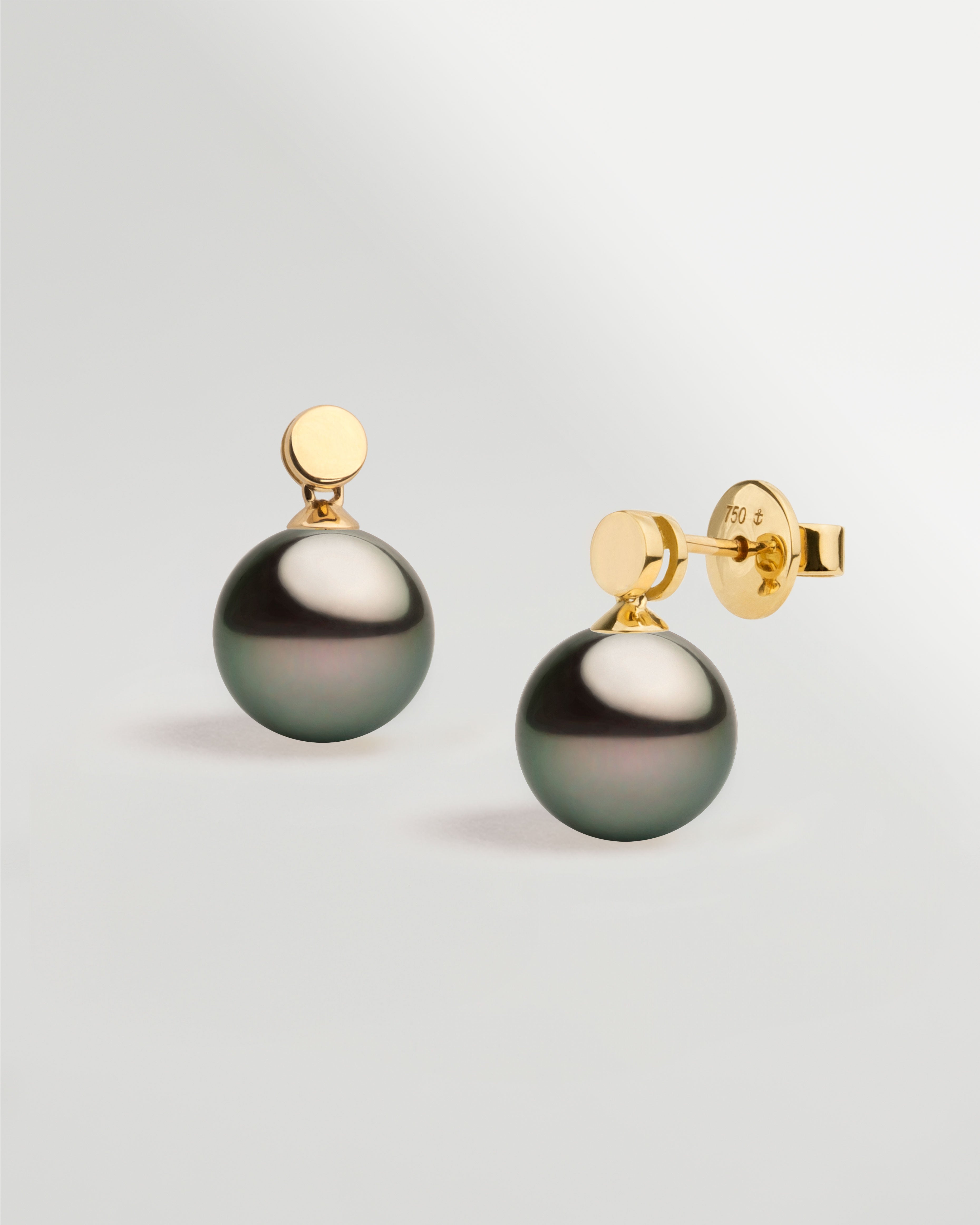 Pendientes Cassia con Perlas Tahiti y Disco de Oro | 9 - 10 mm