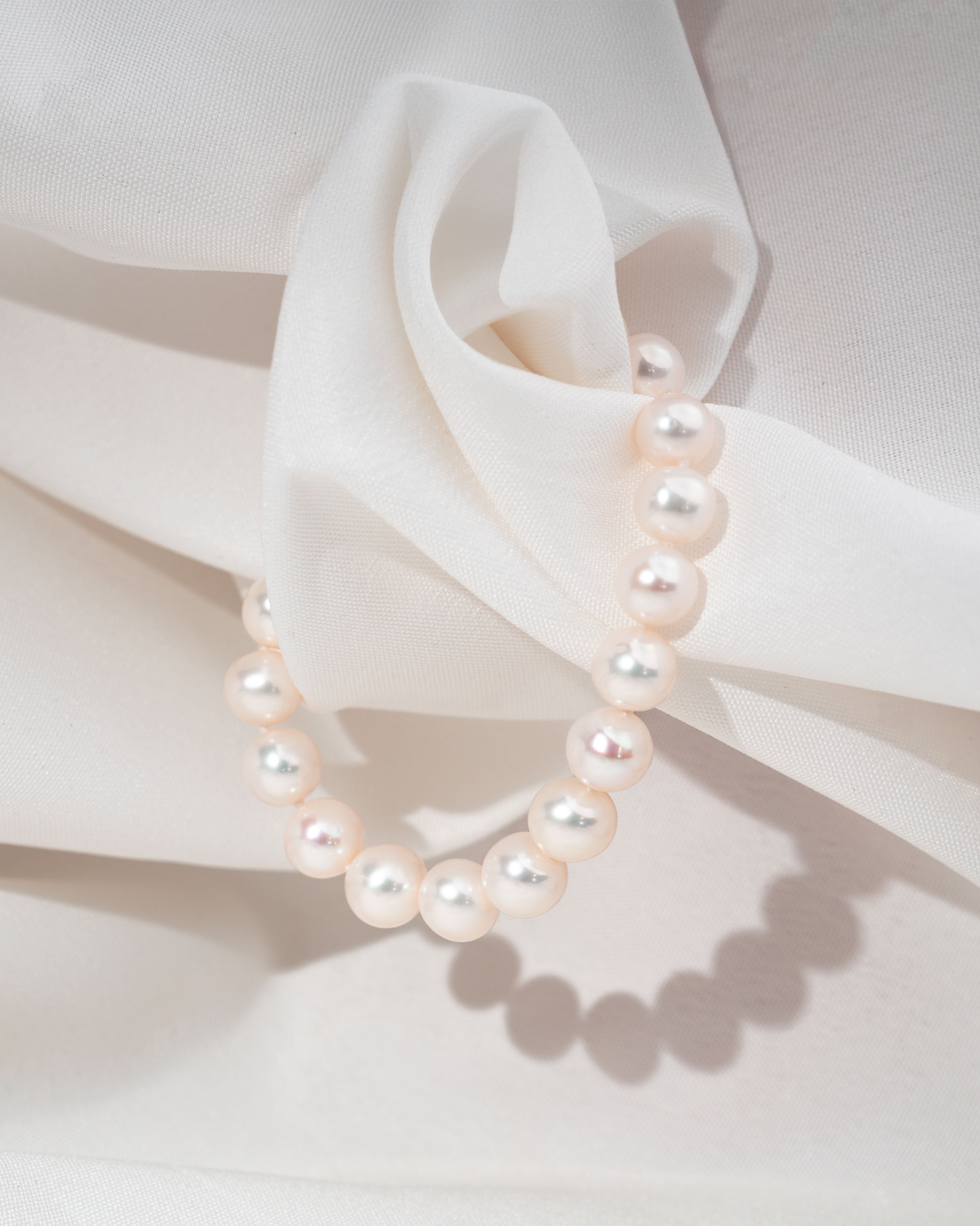 Pulsera de perlas cultivadas de agua dulce redondas de 8,5 a 9,5 mm