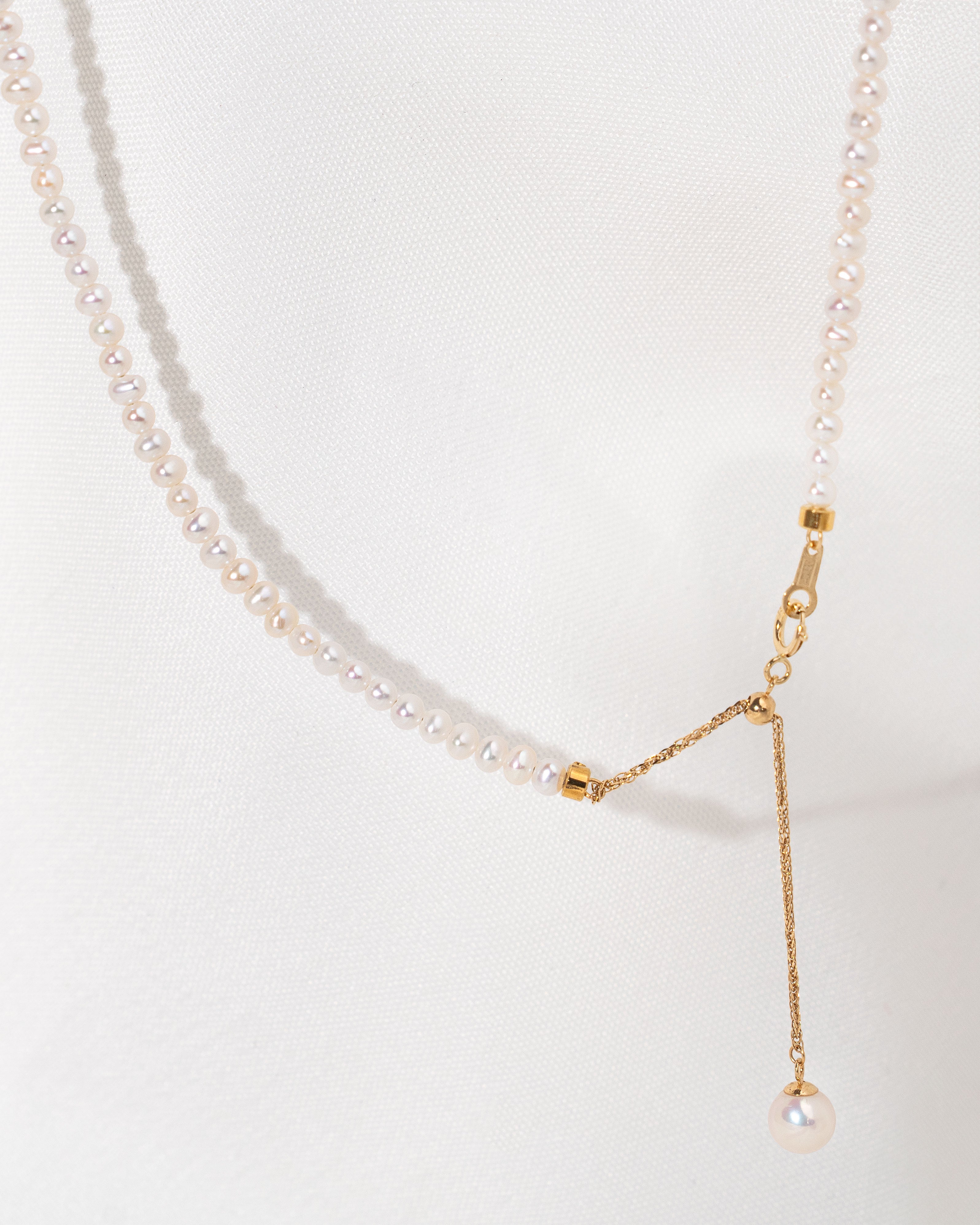 Collar de Perlas Cultivadas 3-4 mm "Rice" en Oro 18k | SY Perlas