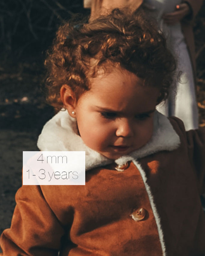 Pendientes de Perlas Redondas Cultivadas para Bebé y Niñas 4mm