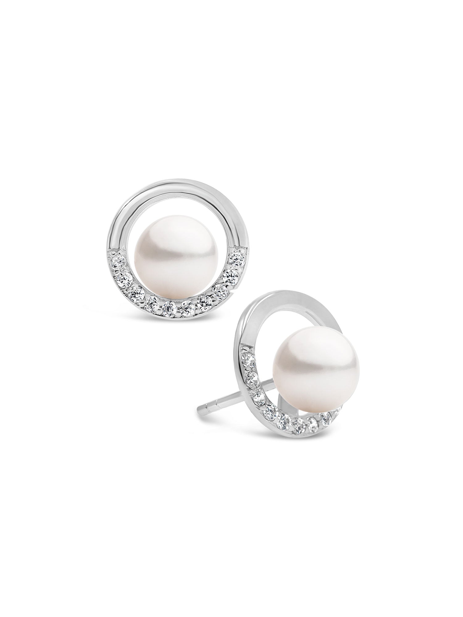 Pendientes de mujer Perlas Botón Cultivadas de Plata de Ley con Circonitas Secret & You