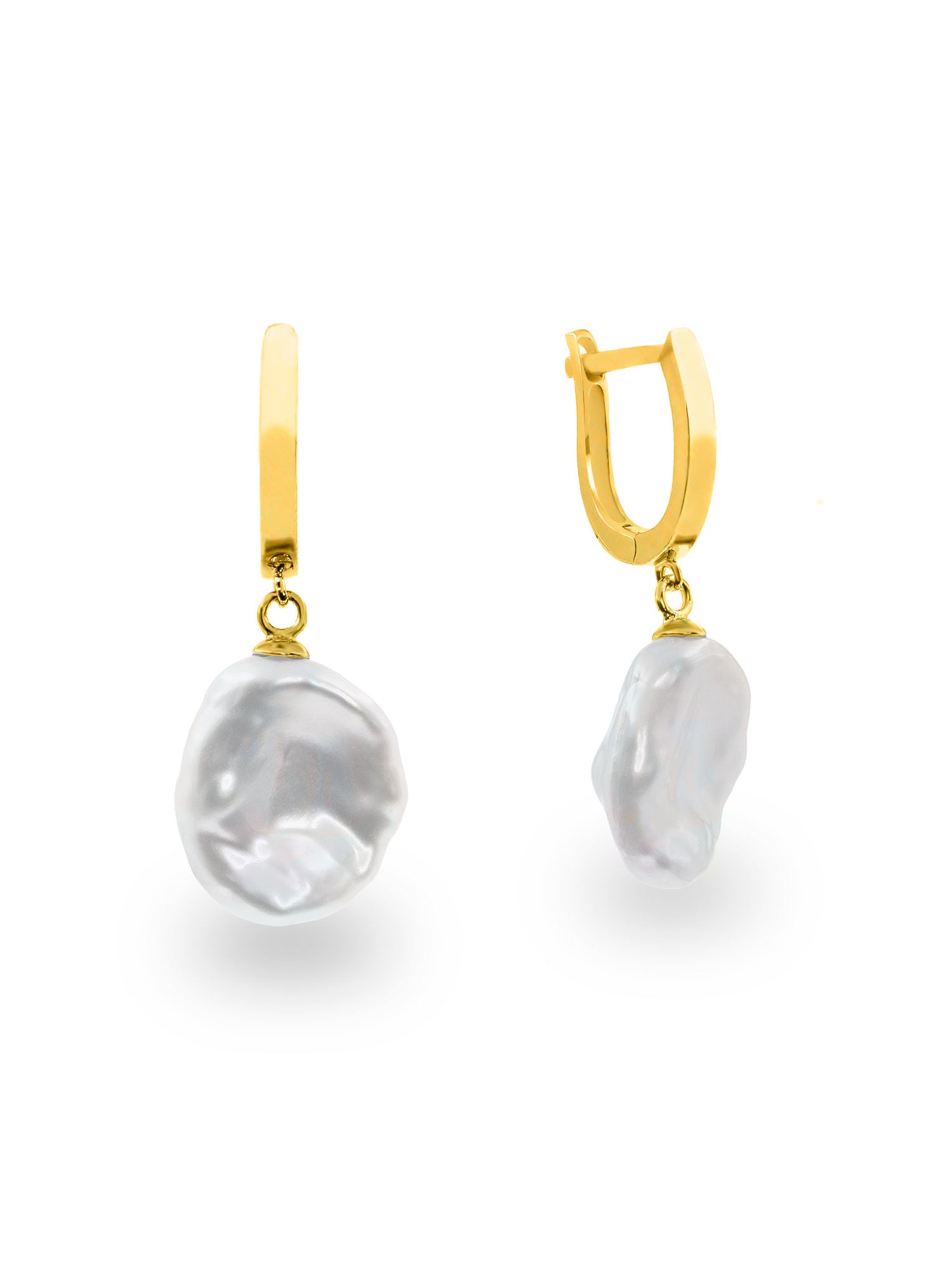 Pendientes Perlas Barrocas Keshi Agua Dulce 12-13 mm Plata de Ley Bañada en Oro 18K Secret & You
