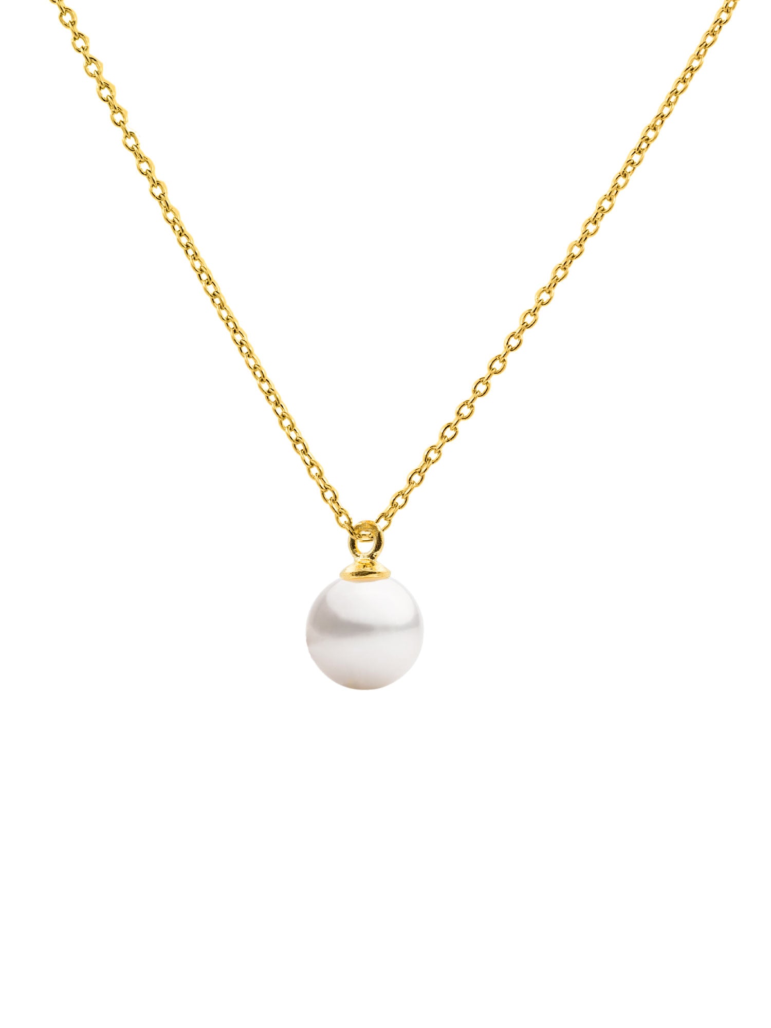 Colgante Perla de Agua Dulce Redonda de 8 - 8,5 mm y Plata de ley Bañada en oro 18 K Secret & You