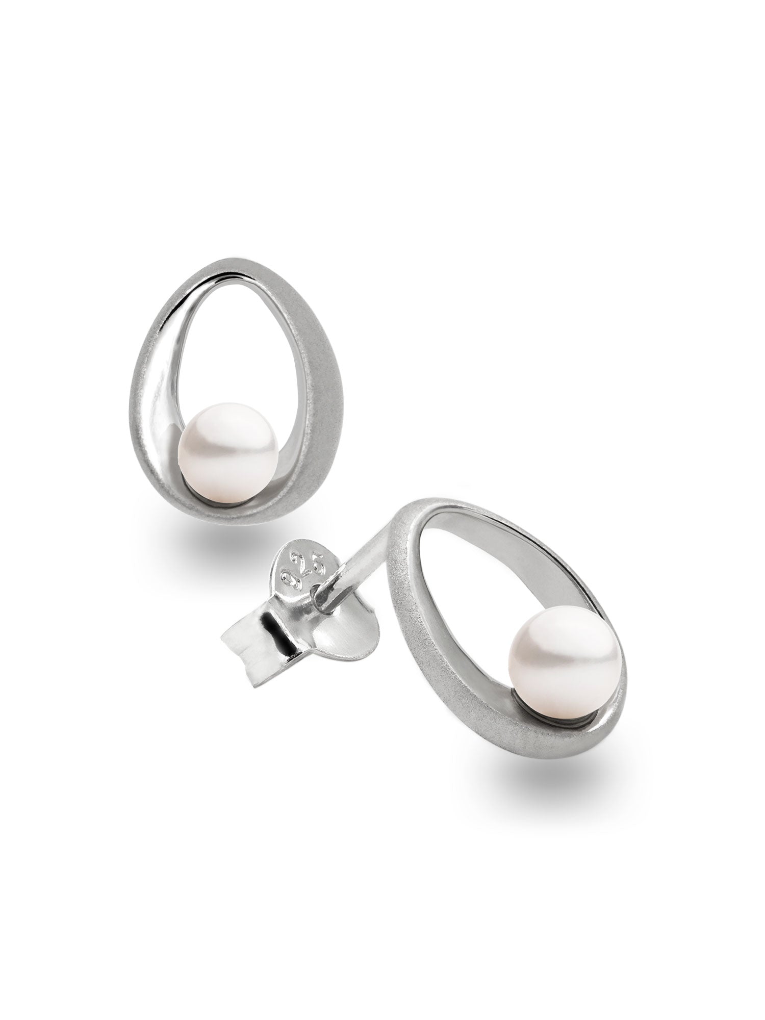 foto de pendientes de perlas de agua dulce redondas 4-5 m y plata de ley secret & you
