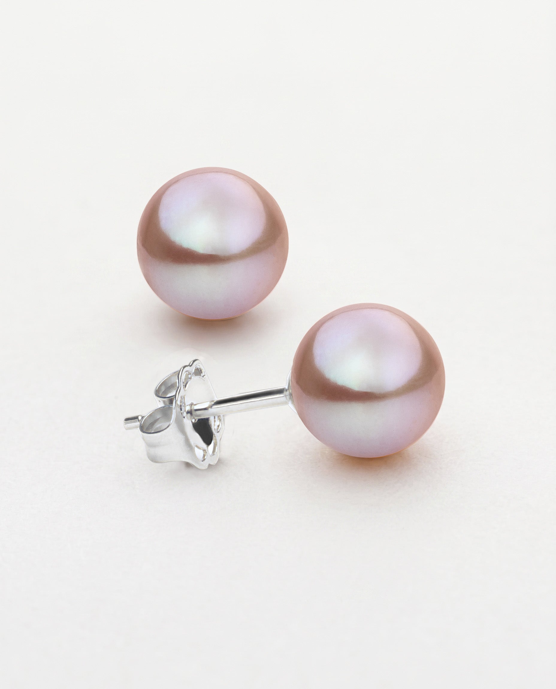 Pendientes de perlas cultivadas de agua dulce de color natural lavanda - rosa