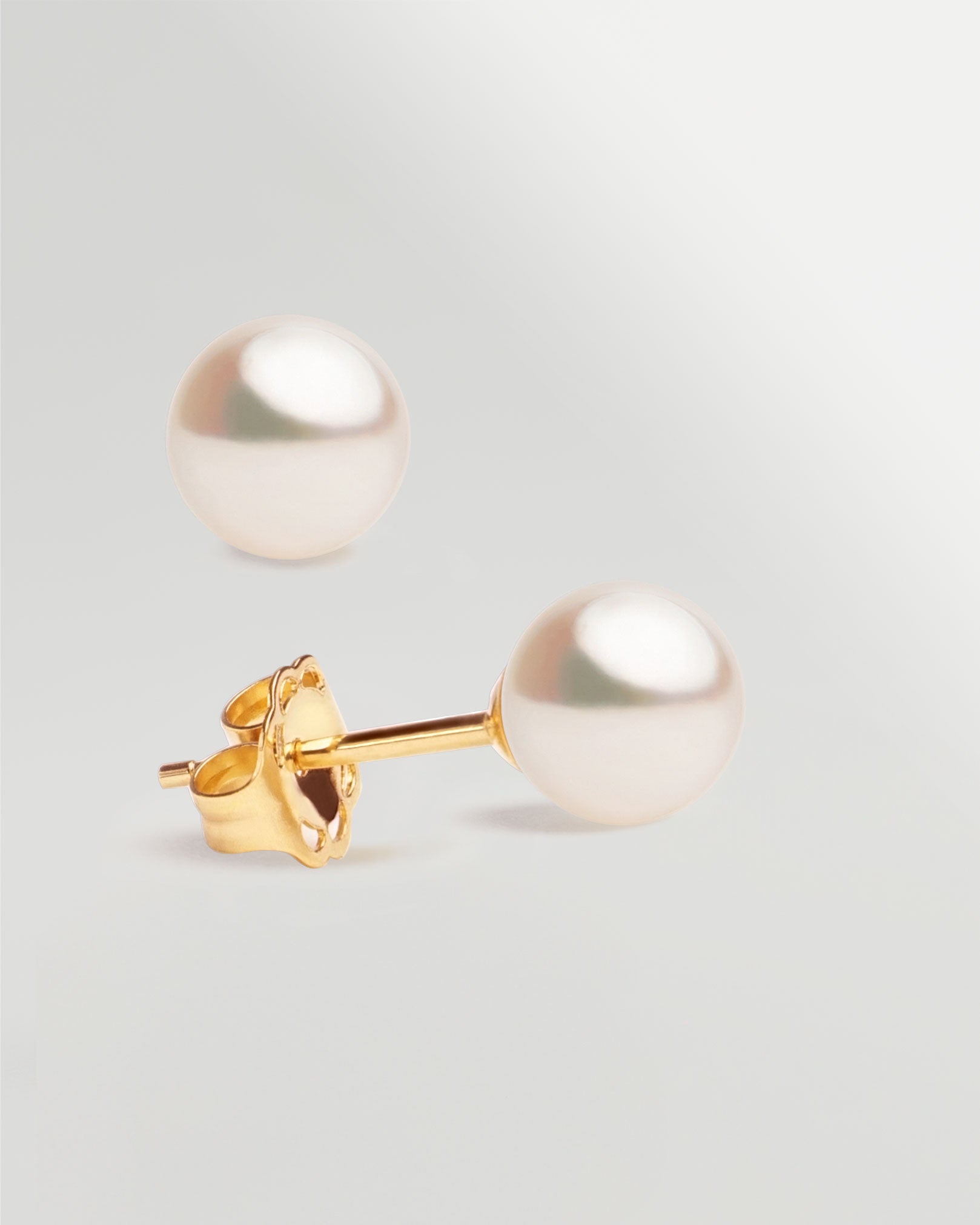 Pendientes de Perlas Cultivadas Akoya Japonesas AAA en Oro de 18 k | 6,5 - 7 mm