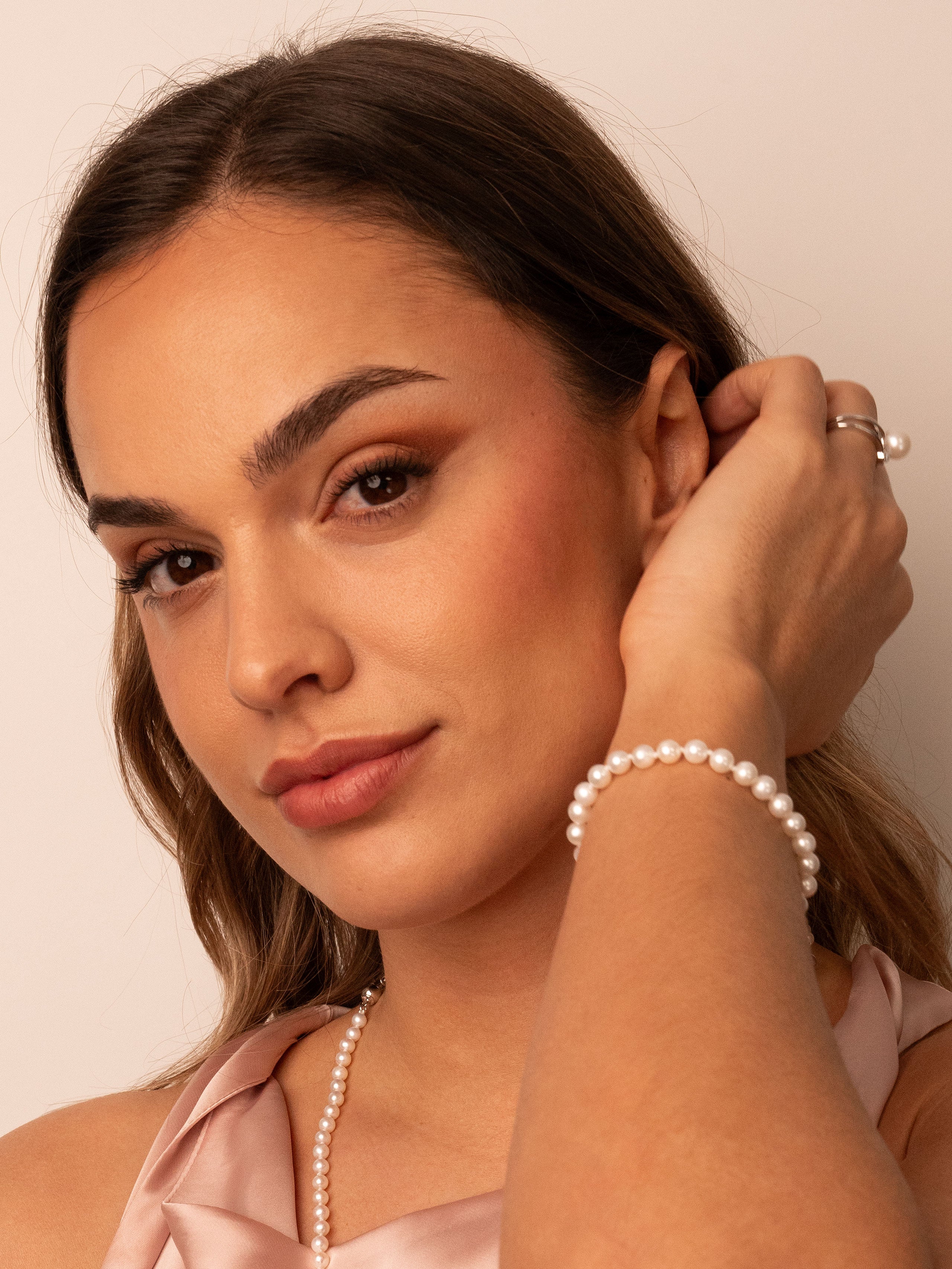 Pulsera de perlas cultivadas de agua dulce redondas de 5,5 - 6 mm