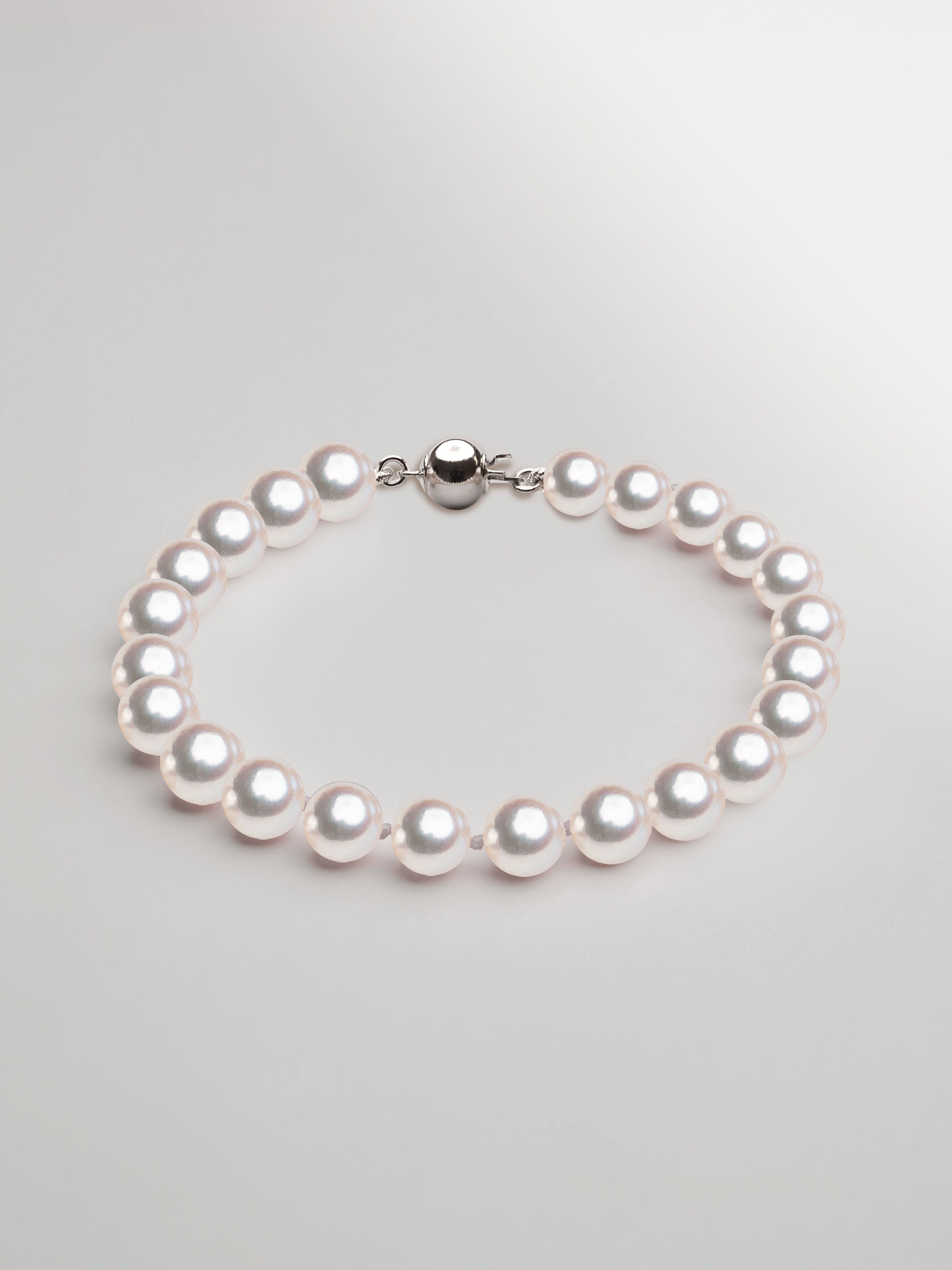Pulsera de perlas cultivadas Akoya Japonesas redondas de 6,5 a 7 mm
