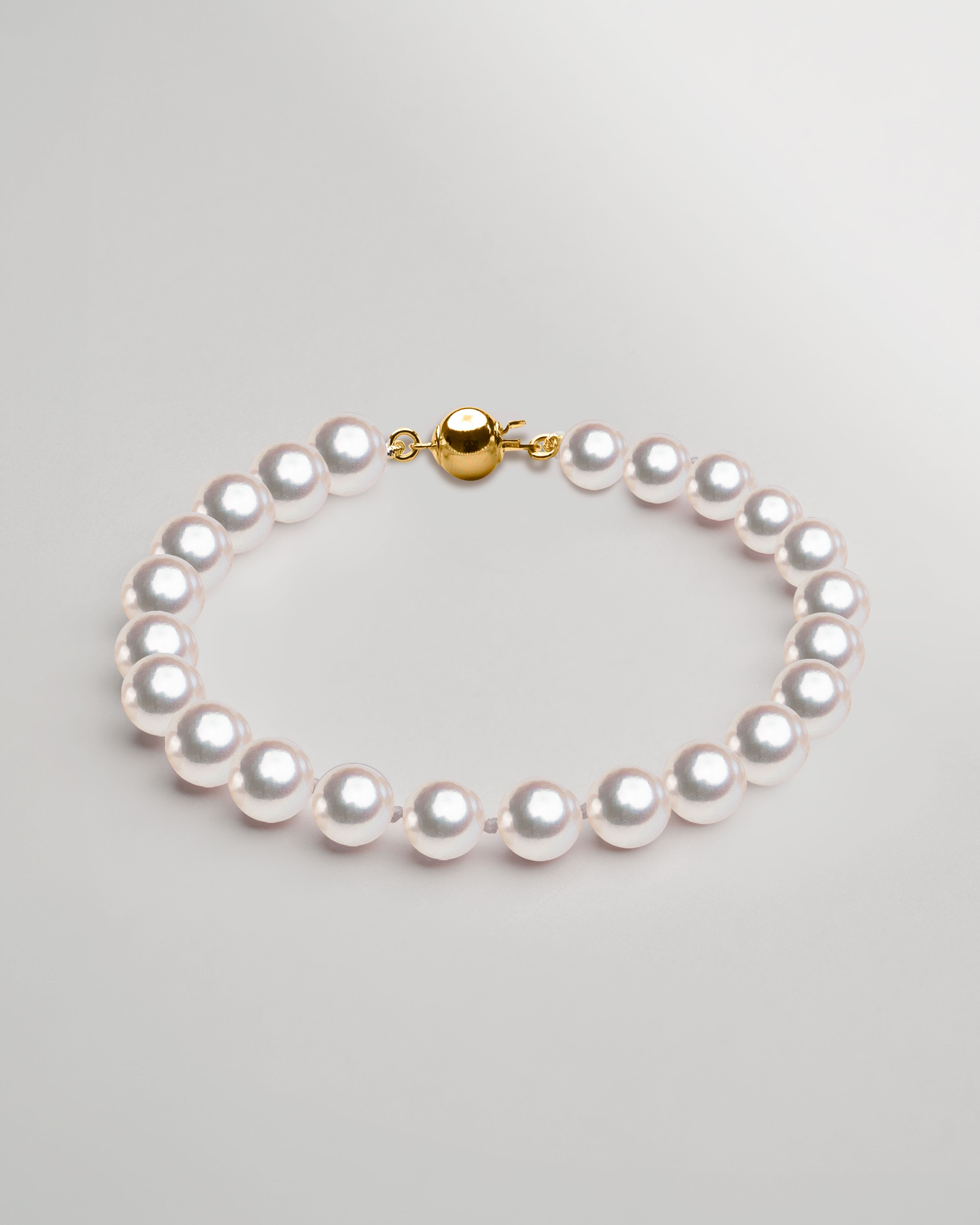 Pulsera de perlas cultivadas Akoya Japonesas redondas de 6,5 a 7 mm