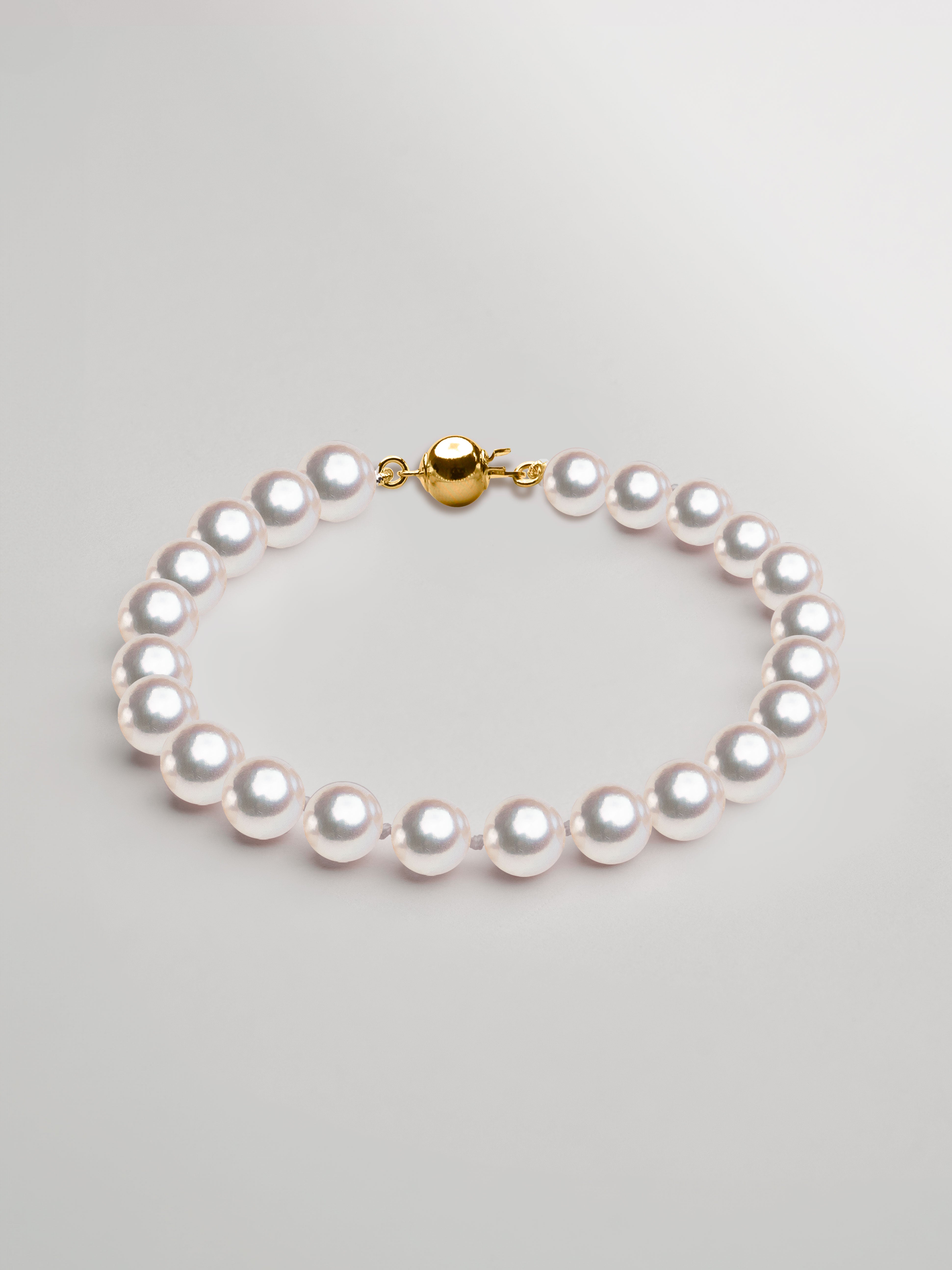 Pulsera de perlas cultivadas Akoya Japonesas redondas de 7 a 7,5 mm