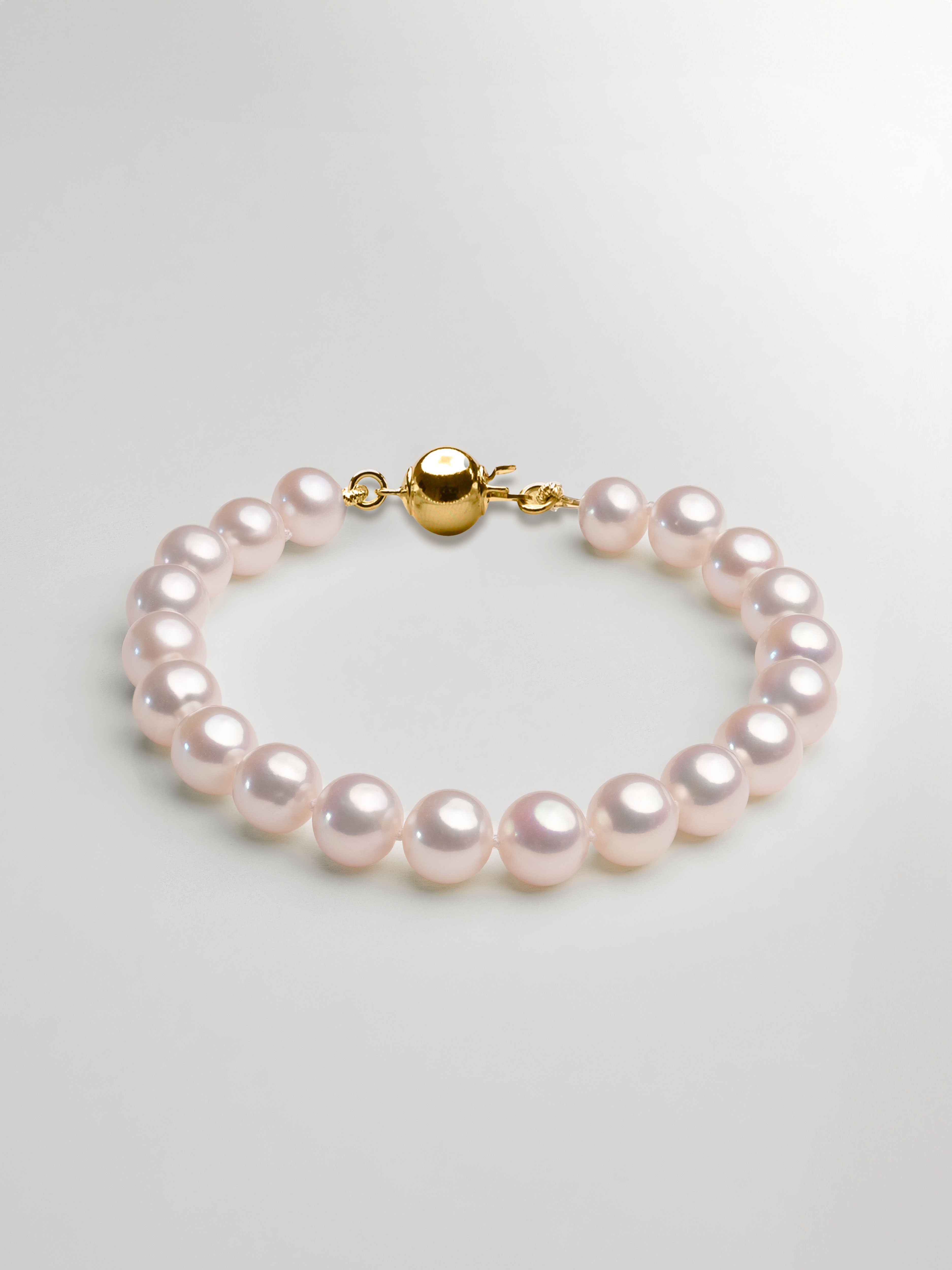 Pulsera de perlas cultivadas de agua dulce redondas de 7,5 - 8,5 mm