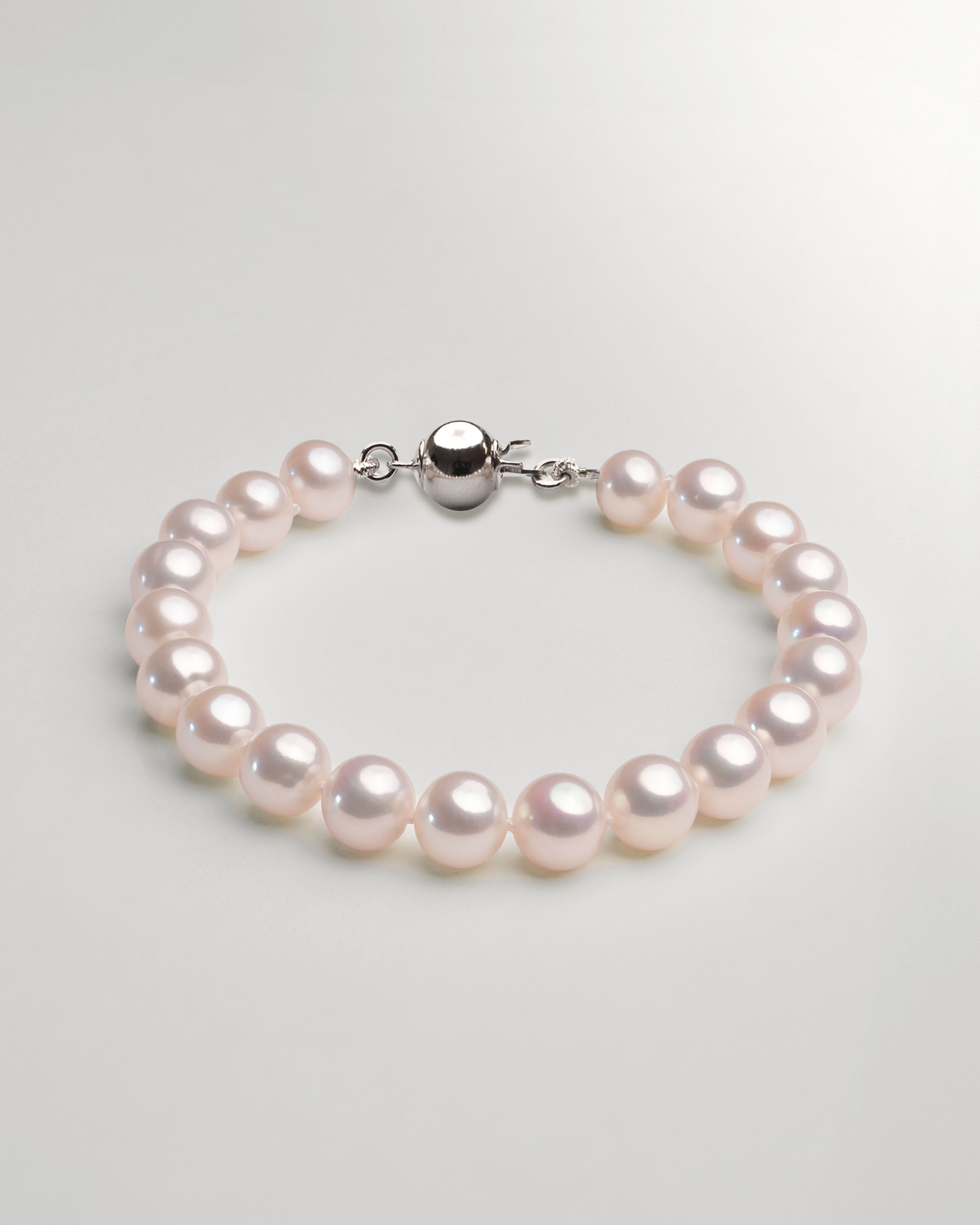 Pulsera de perlas cultivadas de agua dulce redondas de 7,5 a 8,5 mm