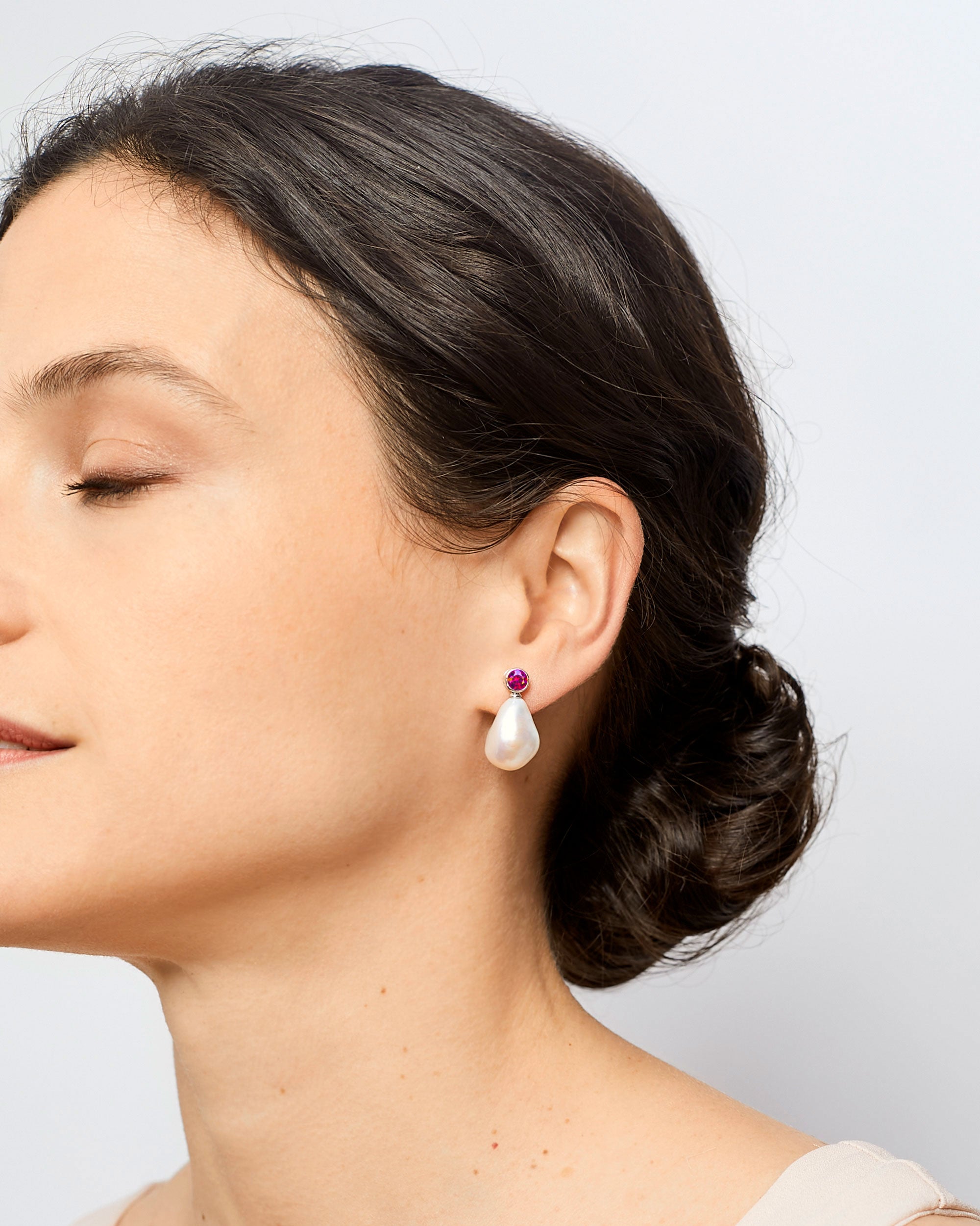 Pendientes de Perlas Barrocas con Circonitas Rubí Secret & You