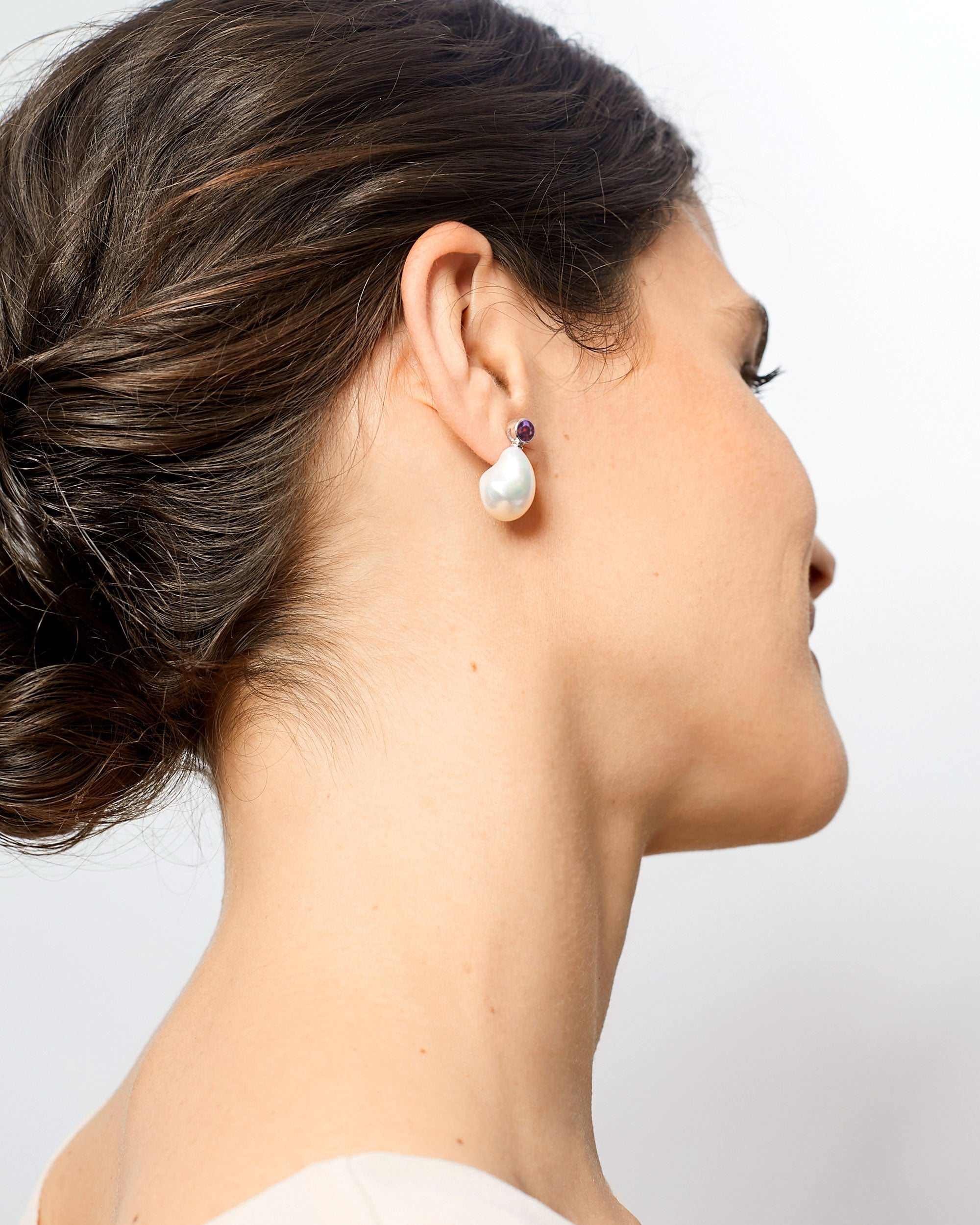Pendientes de Perlas Barrocas con Circonitas Rubí Secret & You