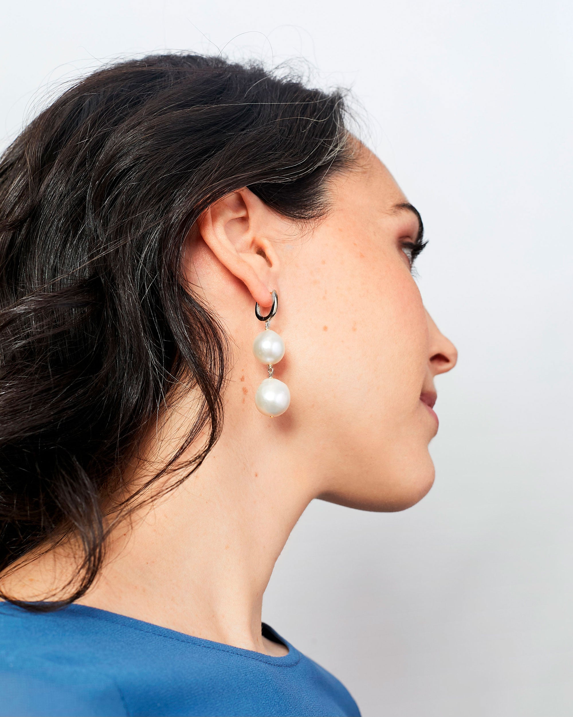 pendientes mujer dos perlas cultivadas barrocas grandes plata de ley Secret & You