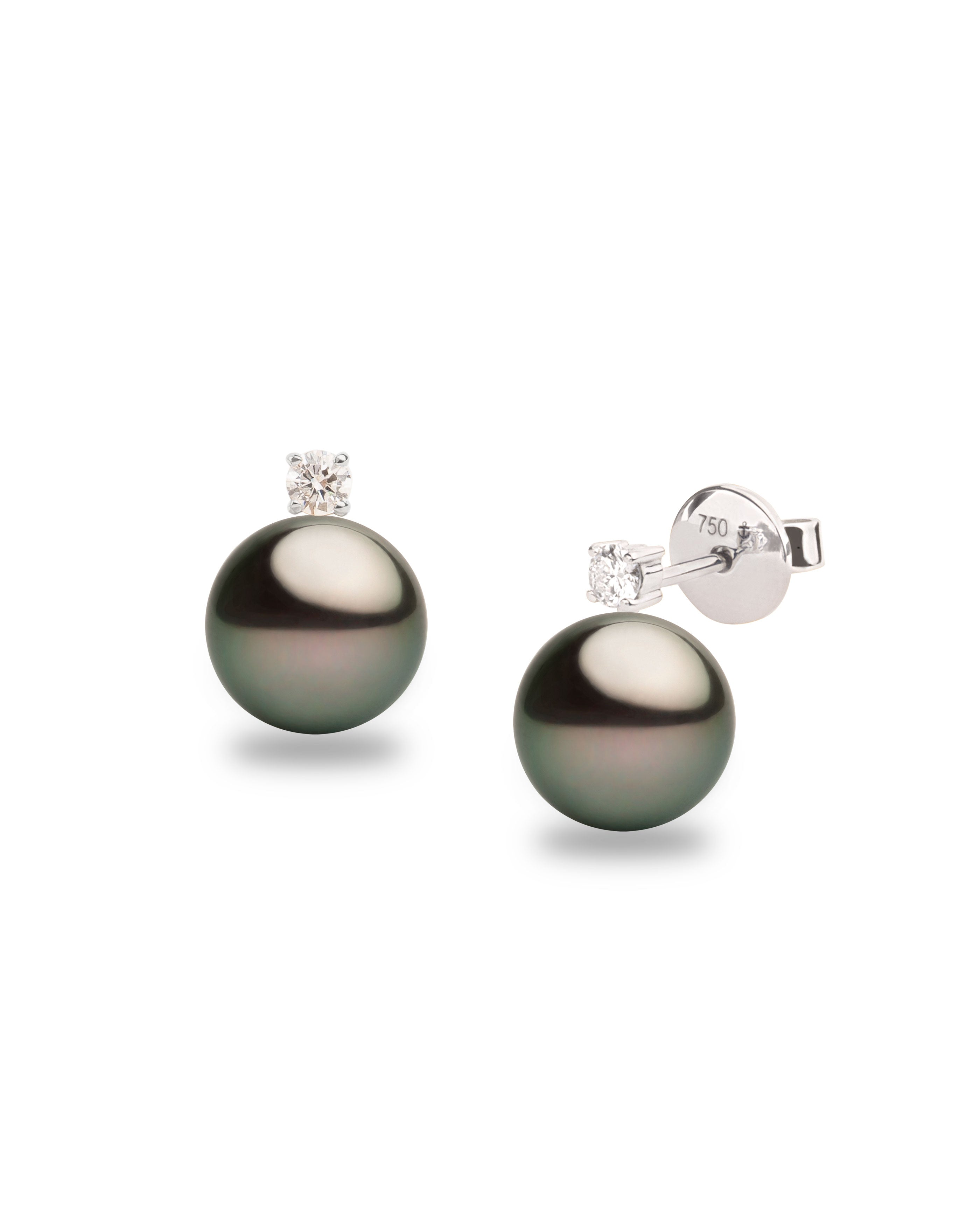 Pendientes Elara con Perlas Tahiti y Diamantes en Oro Blanco | 9 - 10 mm