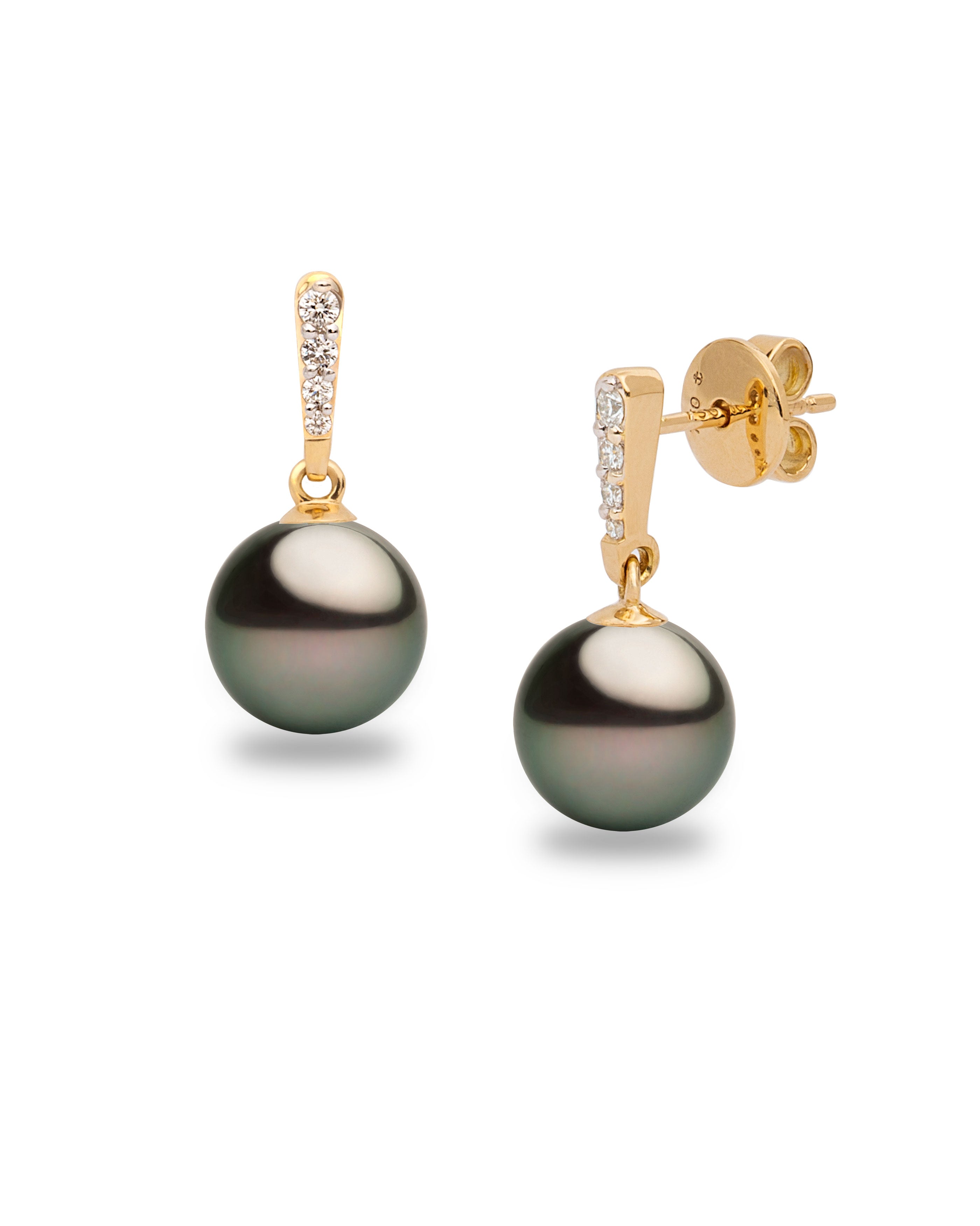 Pendientes Alyssa con Perlas Tahiti y Diamantes en Oro | 9 - 10 mm