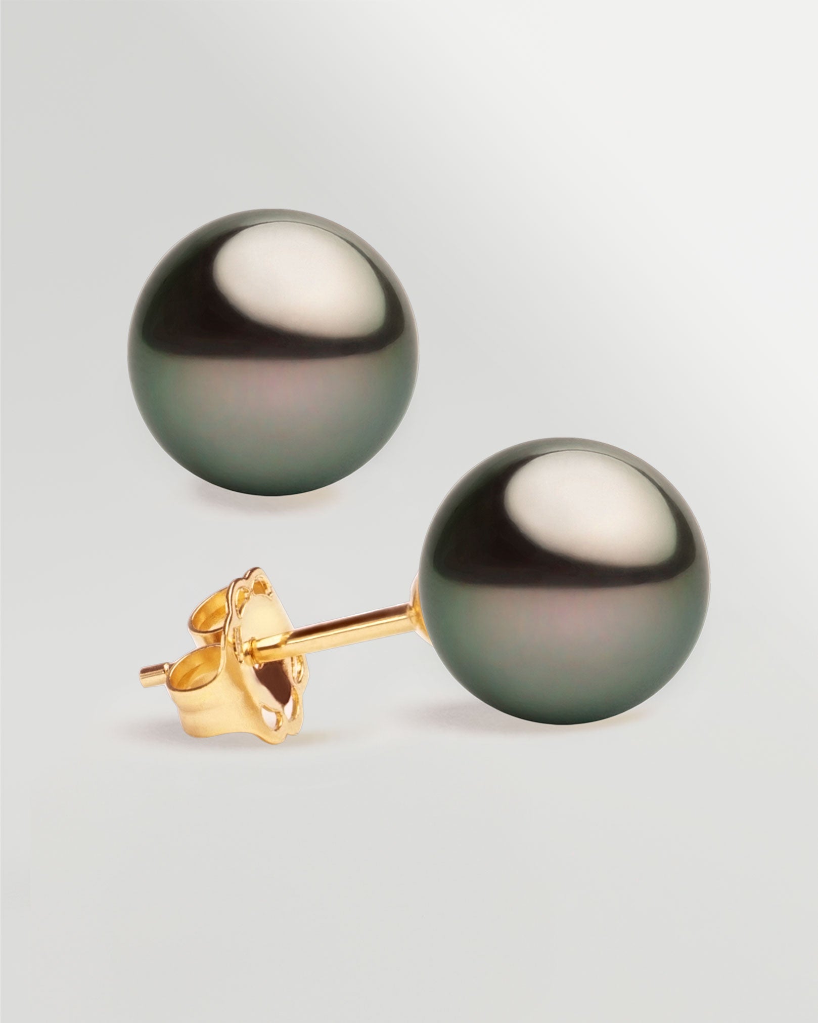 Pendientes de perlas cultivadas naturales negras de tahiti 10-10,5mm