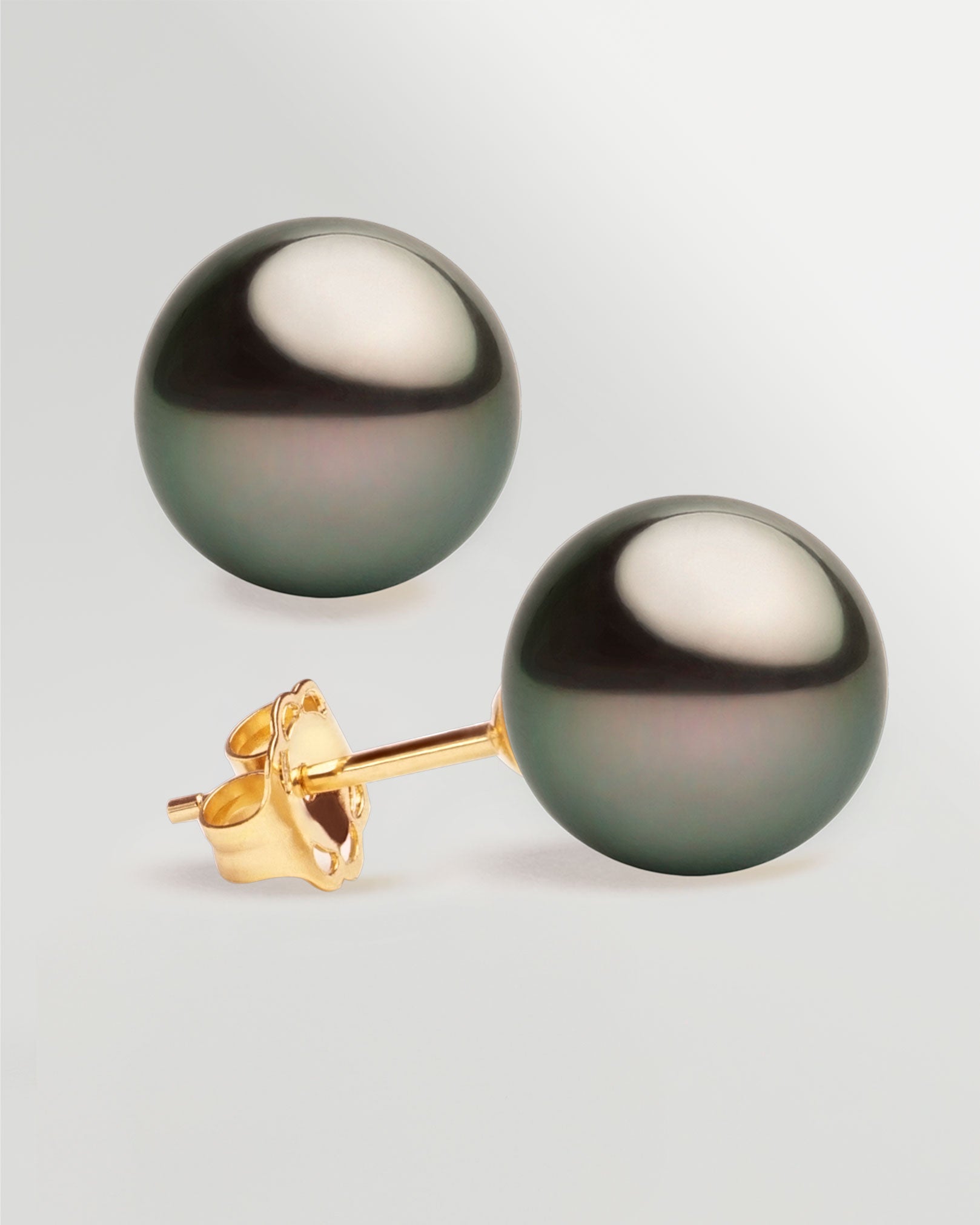 Pendientes de perlas cultivadas naturales negras de tahiti 12,5-13mm