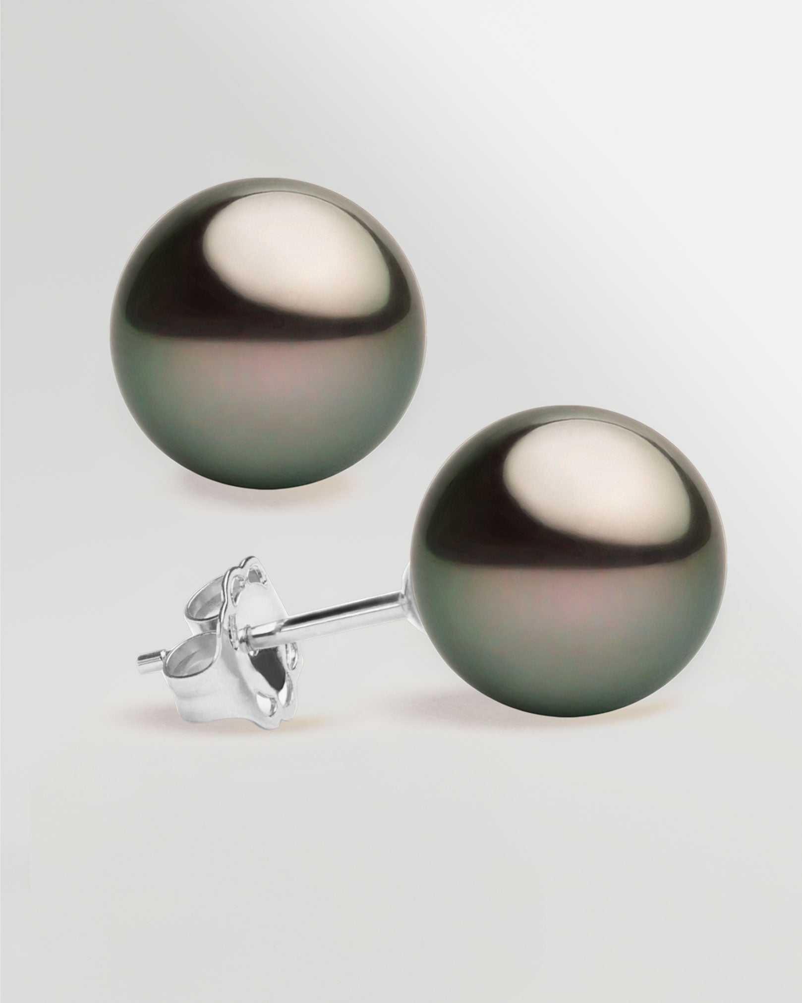 Pendientes de perlas cultivadas naturales negras de tahiti 12,5-13mm