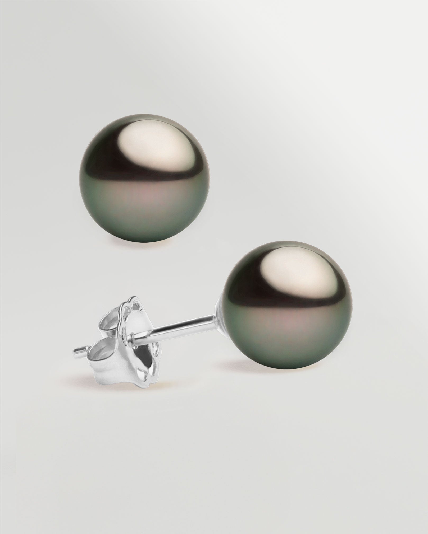 Pendientes de perlas cultivadas naturales negras de tahiti 8,5-9mm