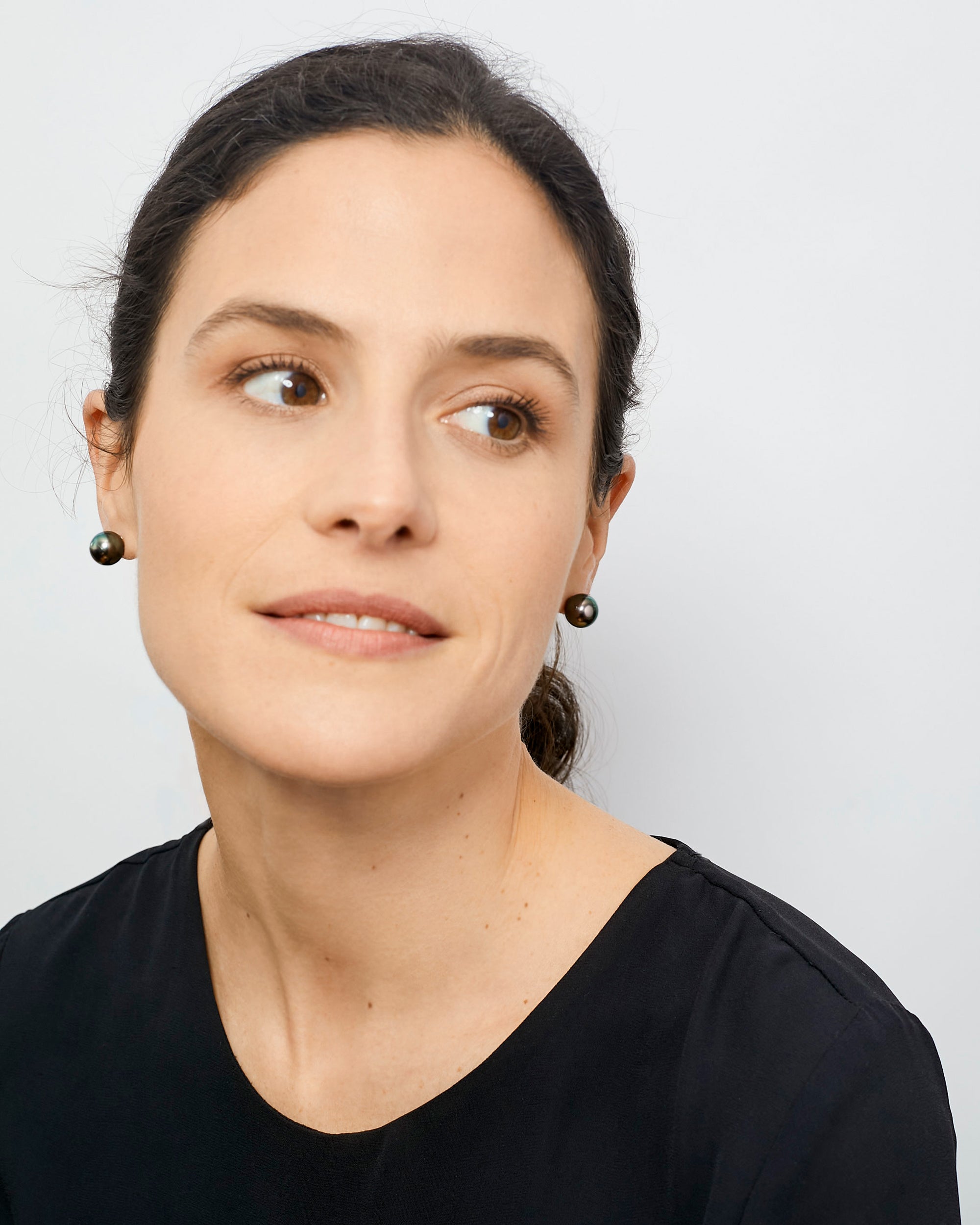 Pendientes de perlas cultivadas naturales negras de tahiti 11-11,5mm